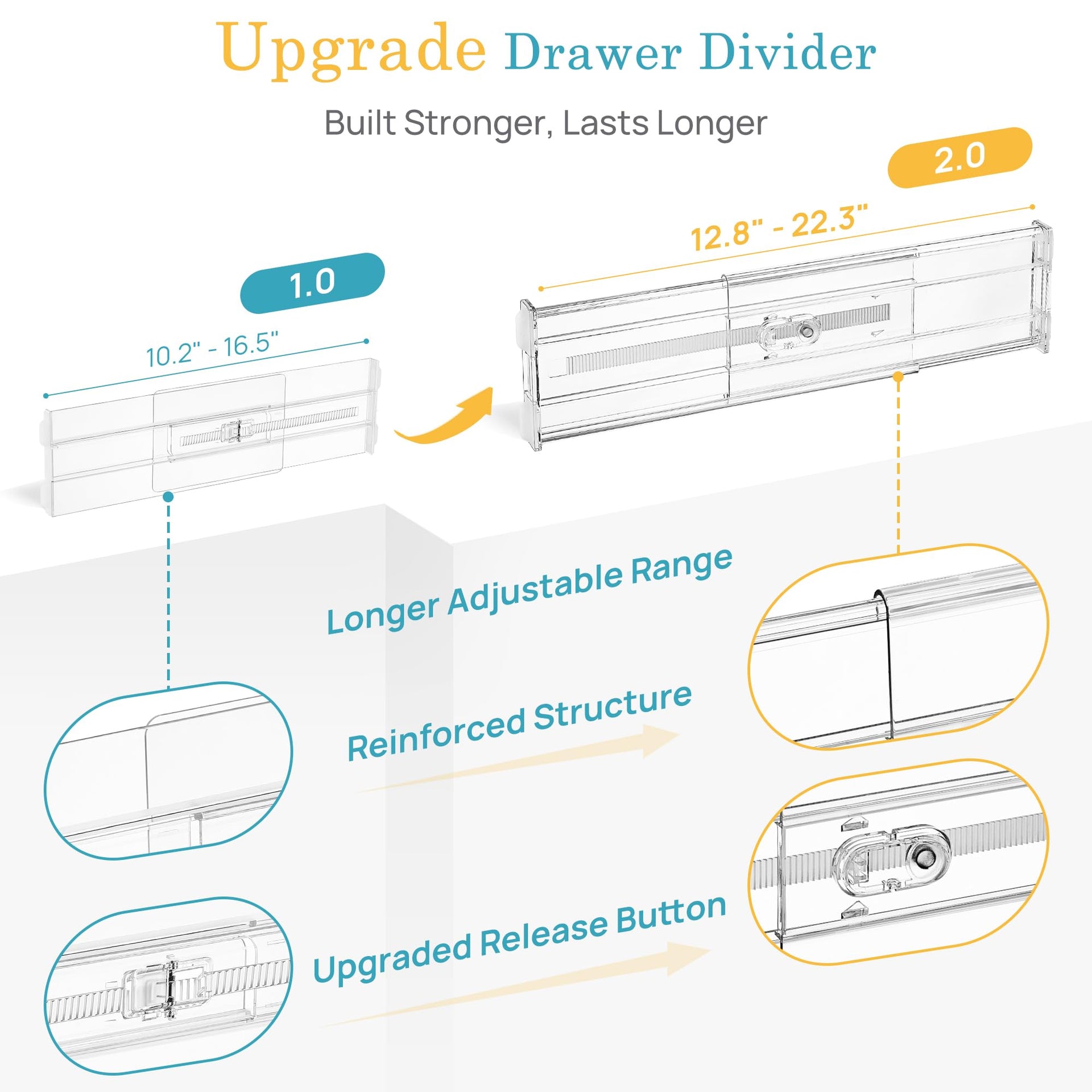 4" Regular Upgrade Drawer Dividers for Clothes (4 Count)