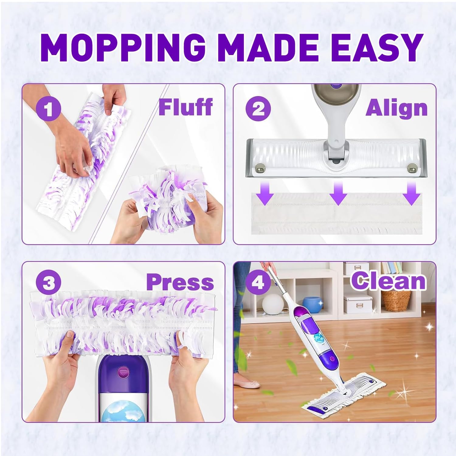 60 Count Thickened Disposable Power Mop Pads Refills for Swiffer PowerMop