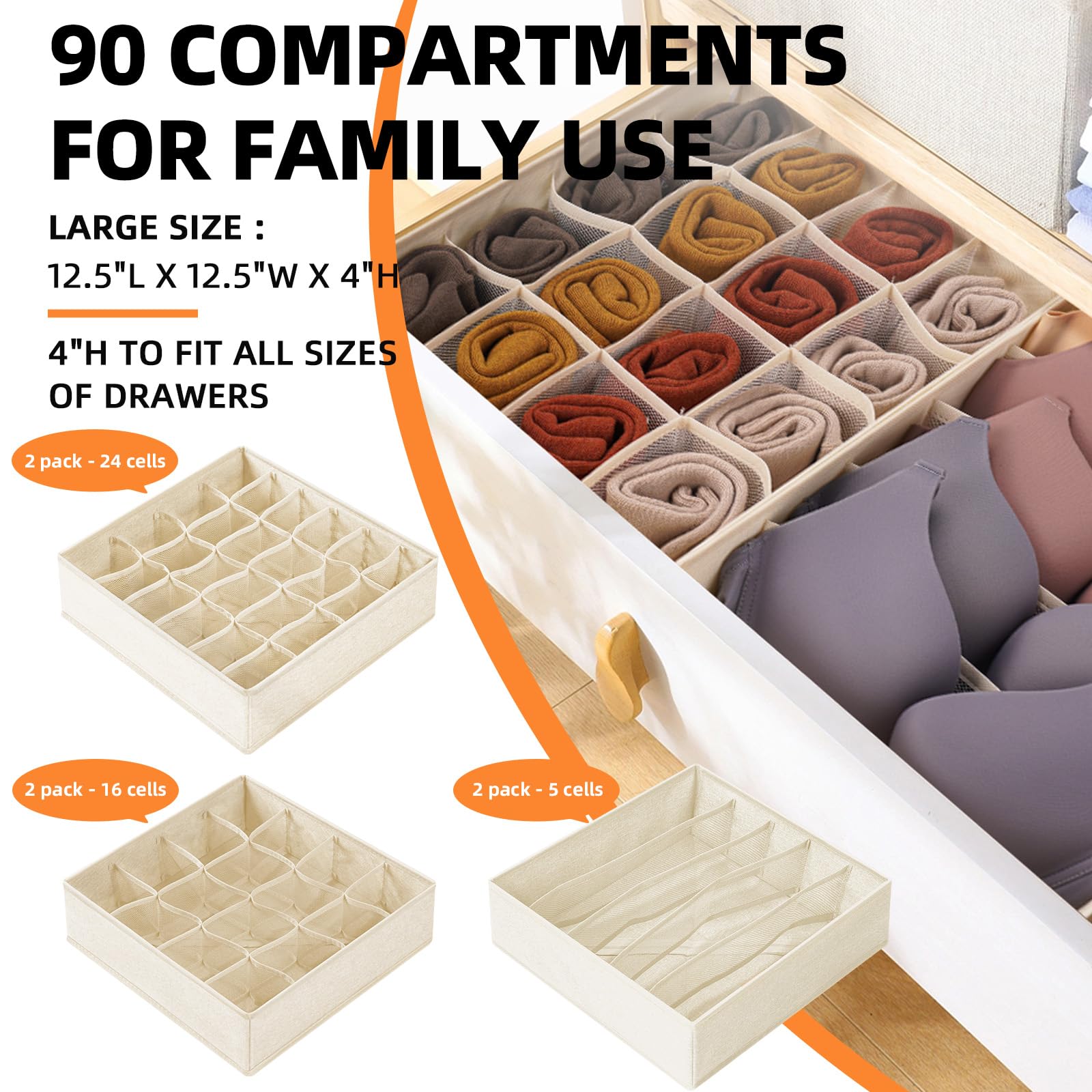 6 Pcs Drawer Organizer Clothes (6 Count)