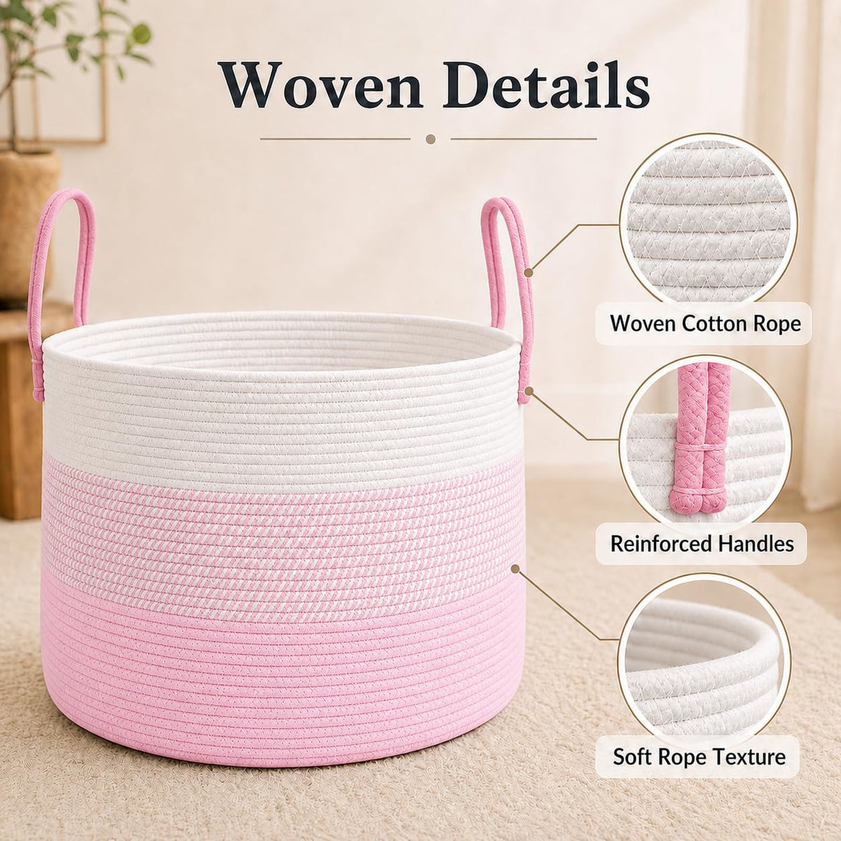 65L Extra Large Blanket Basket for Living Room