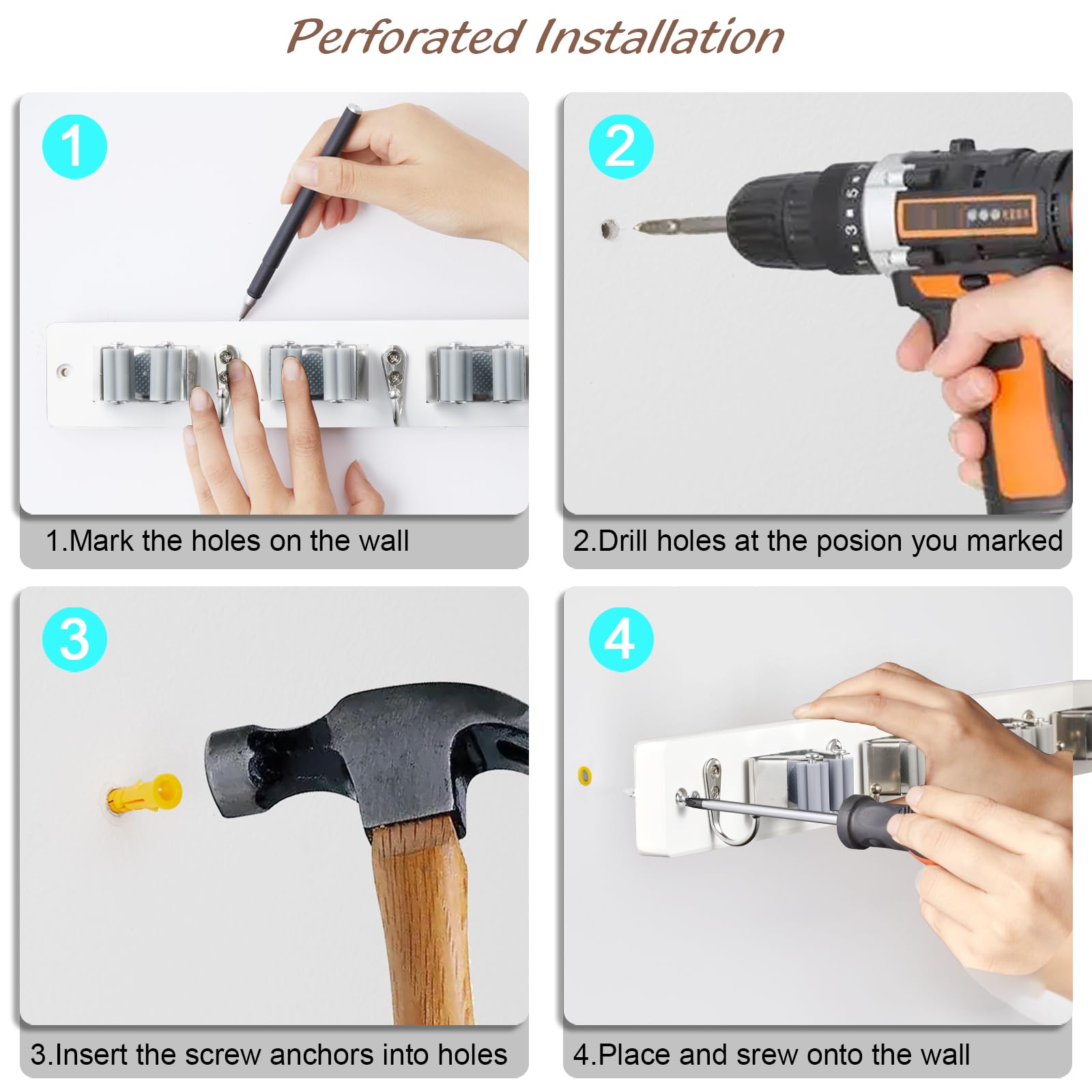 Mop and Broom Holder Wall Mount