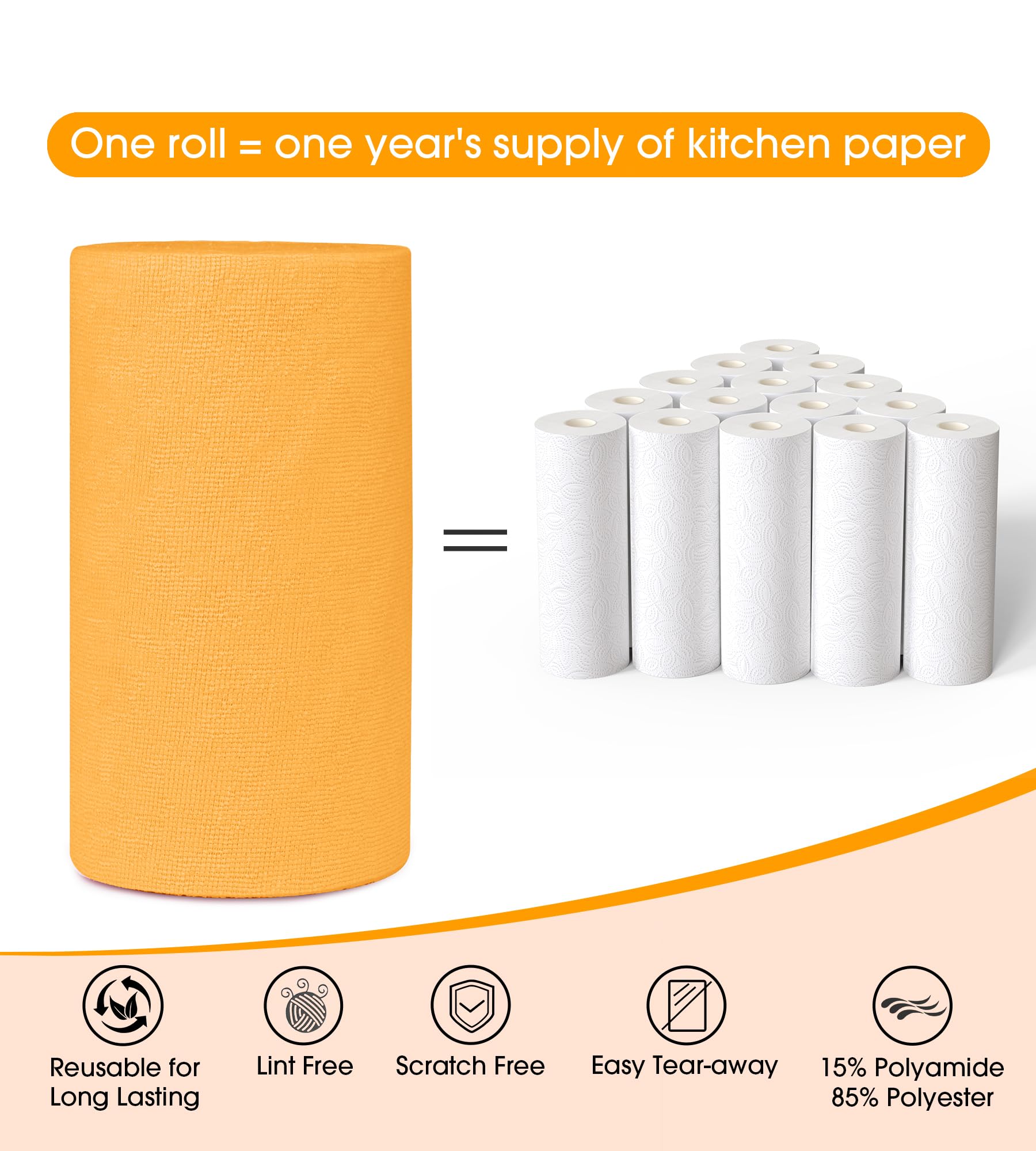 Microfiber Cleaning Cloth Roll (100 Count)