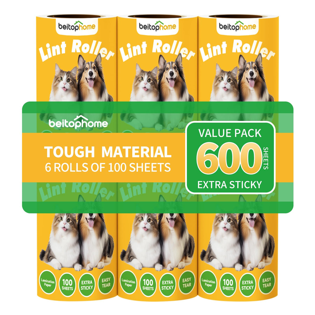 Lint Roller Refills for Pet Hair (600 Count)