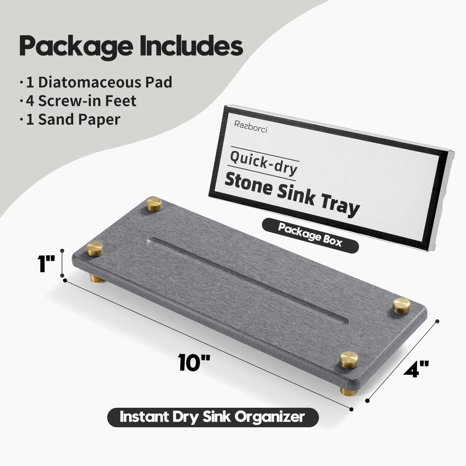 Kitchen Sink Caddy Water Absorbing Stone Drying Tray