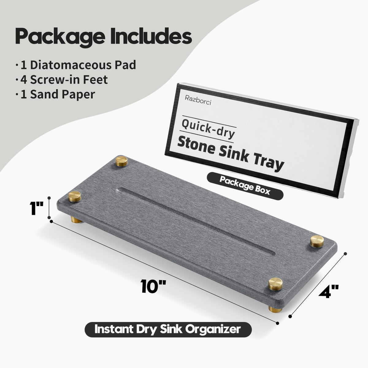 Kitchen Sink Caddy Water Absorbing Stone Drying Tray