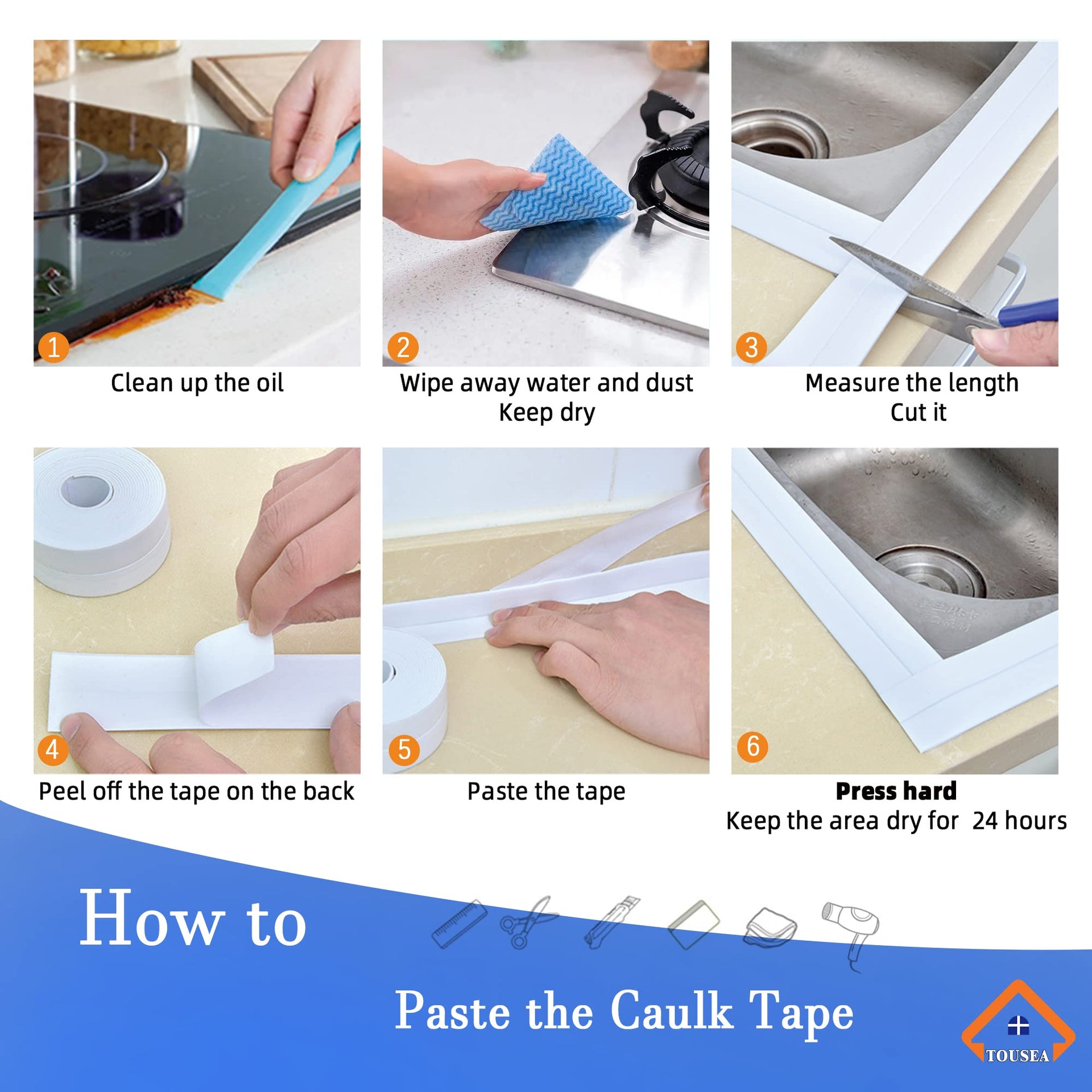 White 1.5" x10.5ft Caulk Tape for Tub