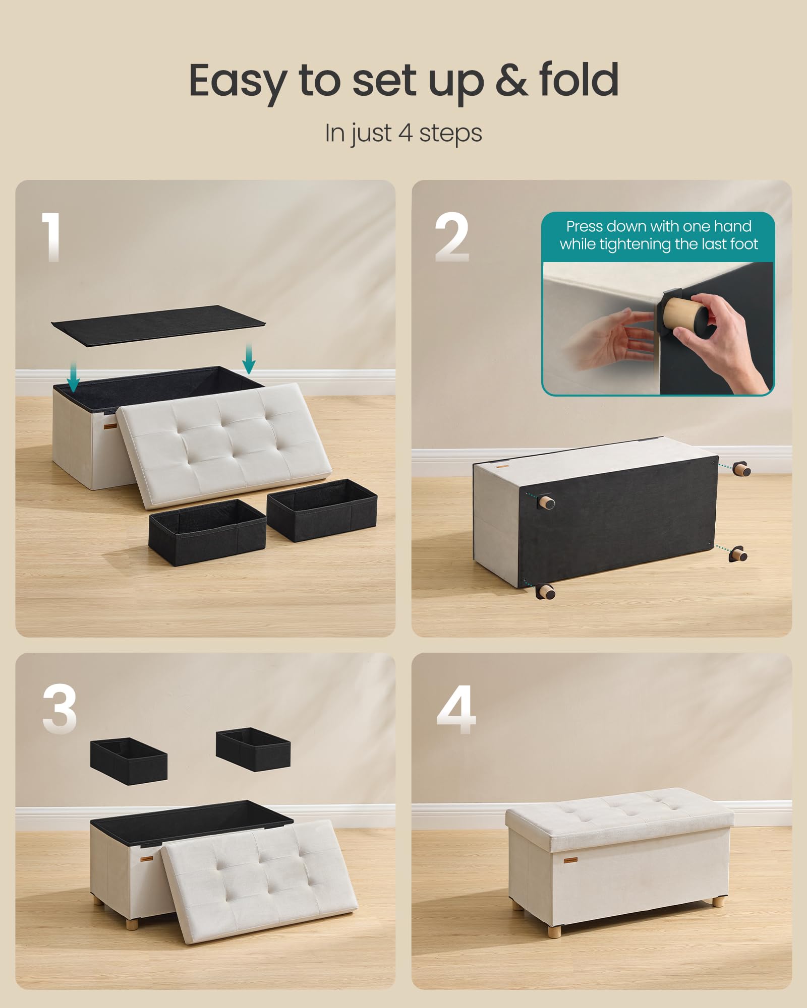 Storage Ottoman Bench with Legs