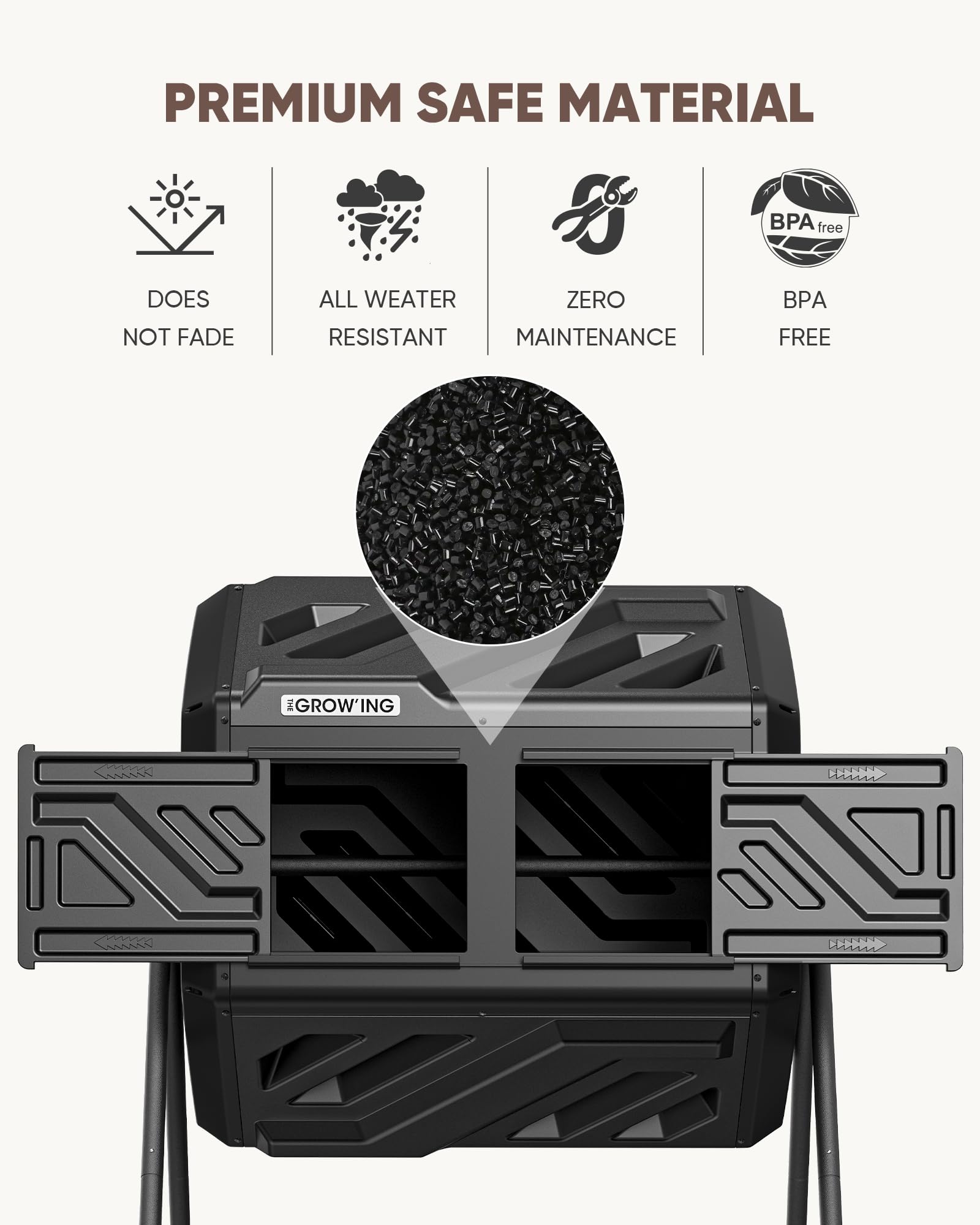 THE Growing 43 Gal Outdoor Compost Bin Tumbler for Backyard Garden