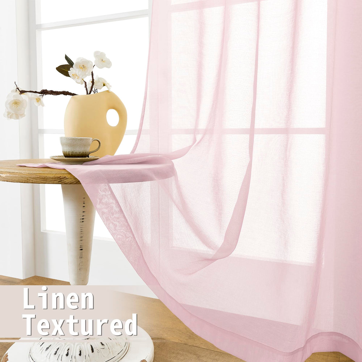 Small Sheer Door Curtain Closet Linen Textured Curtain Sheers Doorway Light Filtering Voile French Door Rod Pocket Curtains Patio Glass Doors