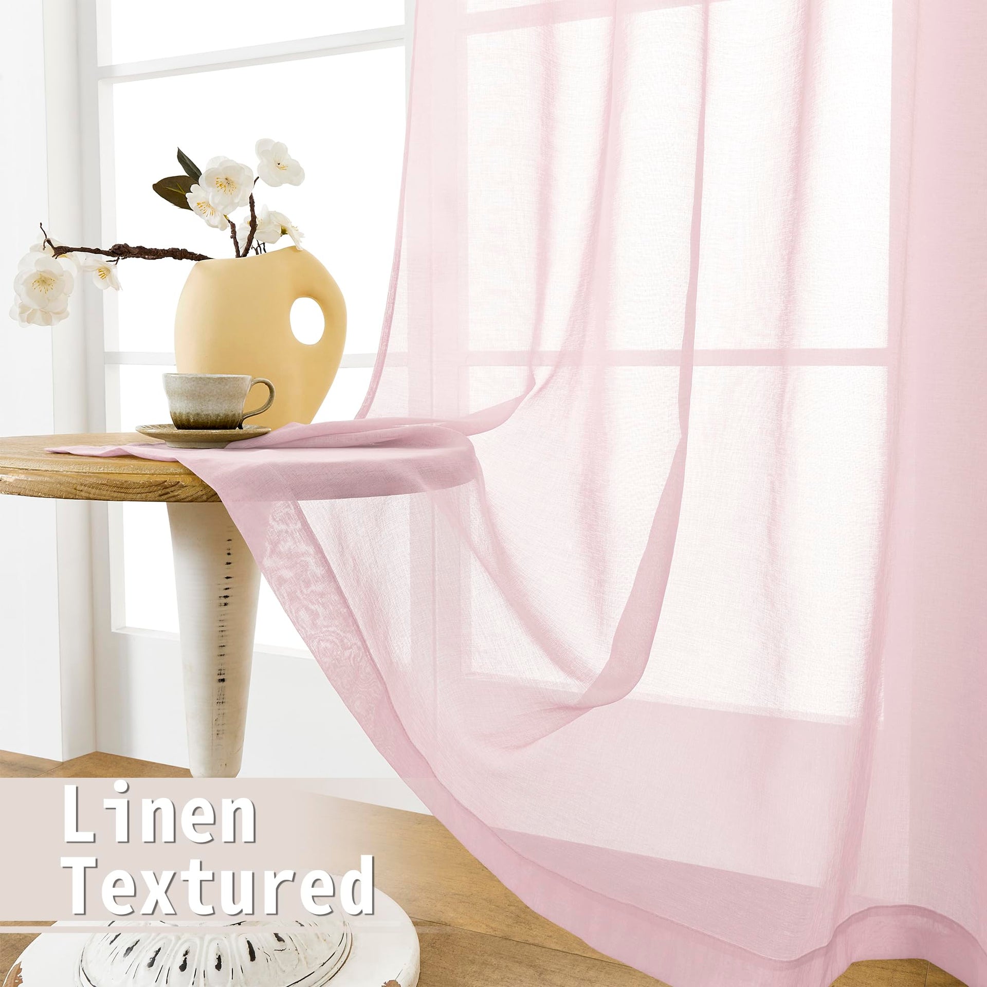 Short Sheer Door Curtain Closet Linen Textured Curtain Sheers Doorway Light Filtering Voile Patio Glass Doors Rod Pocket Curtains French Door