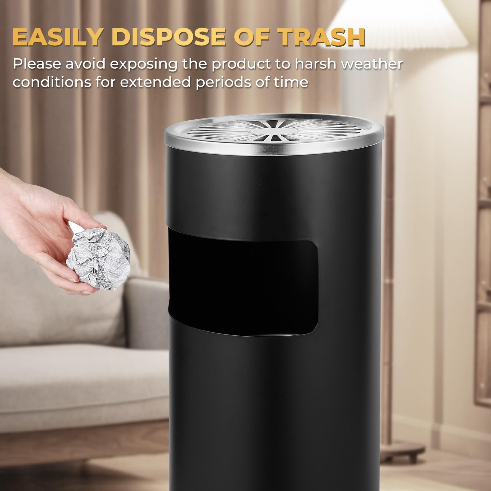 Round Stainless Steel Outdoor Trash Can