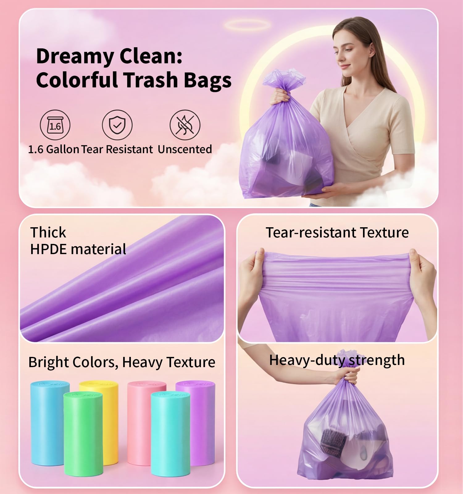 Mini Trash Bags 1.6 Gallon Unscented (300 Count)