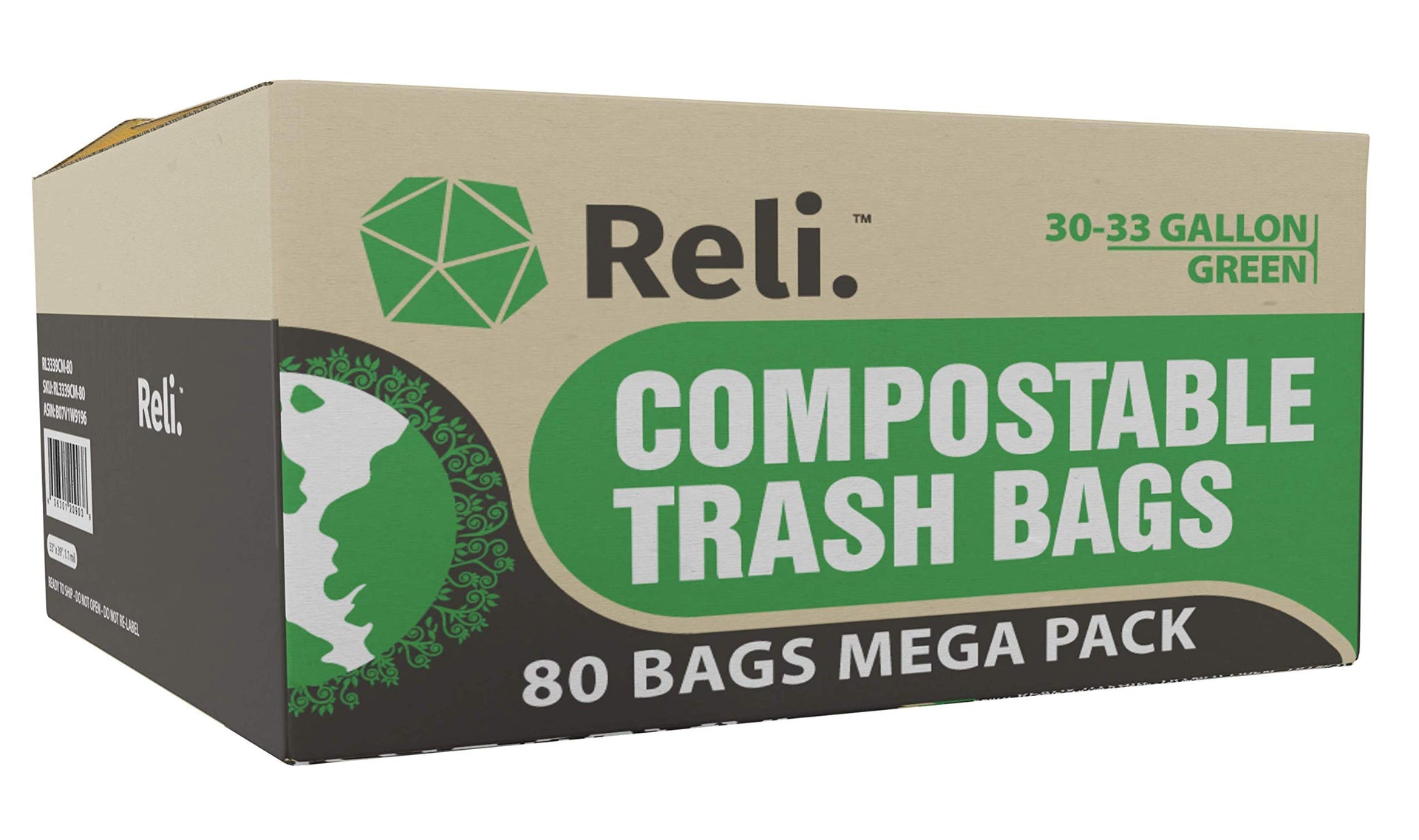 Compostable 33 Gallon Trash Bags (80 Count)