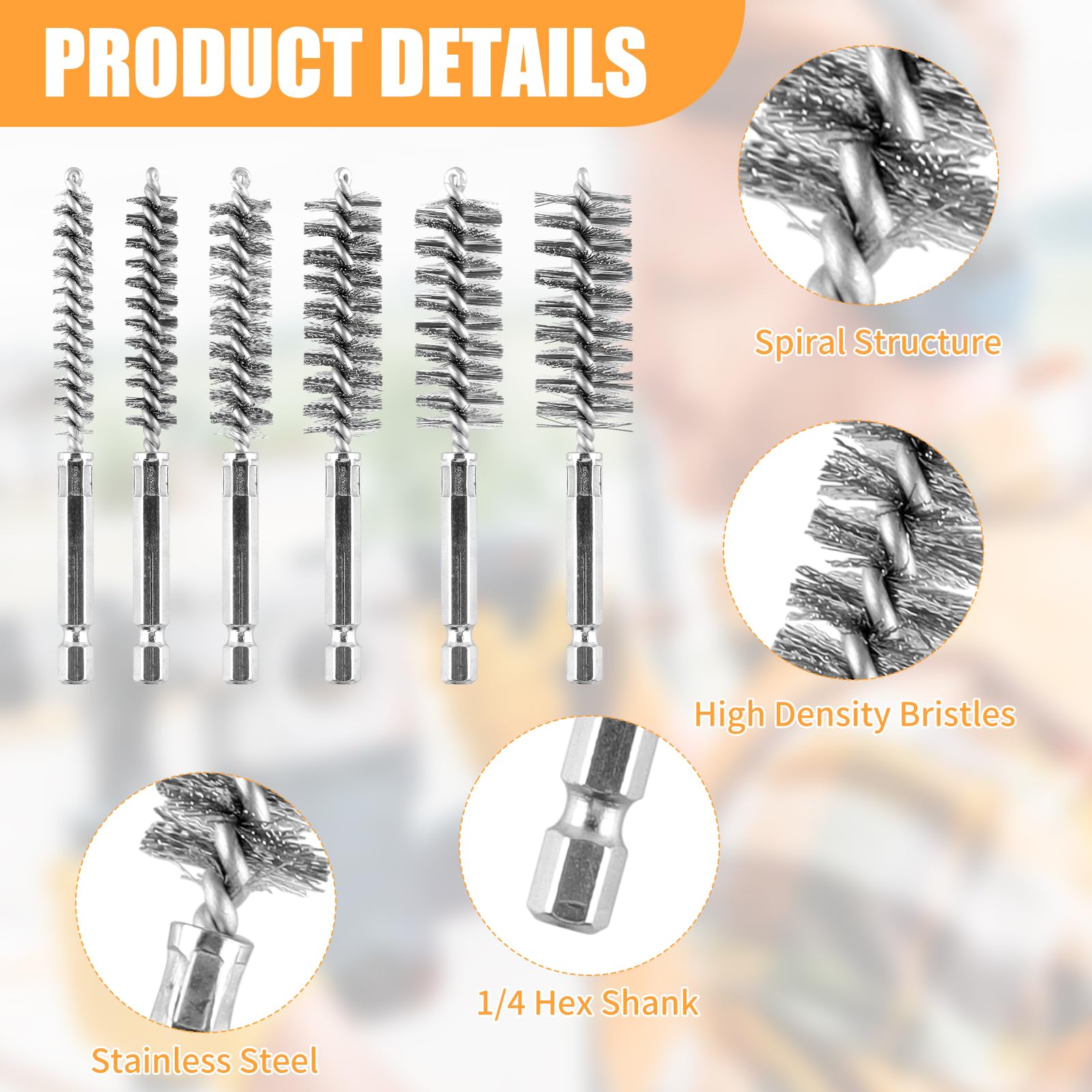 6Pieces Wire Brush Drill Bore Cleaning Brushes Set ﻿ (6 Count)