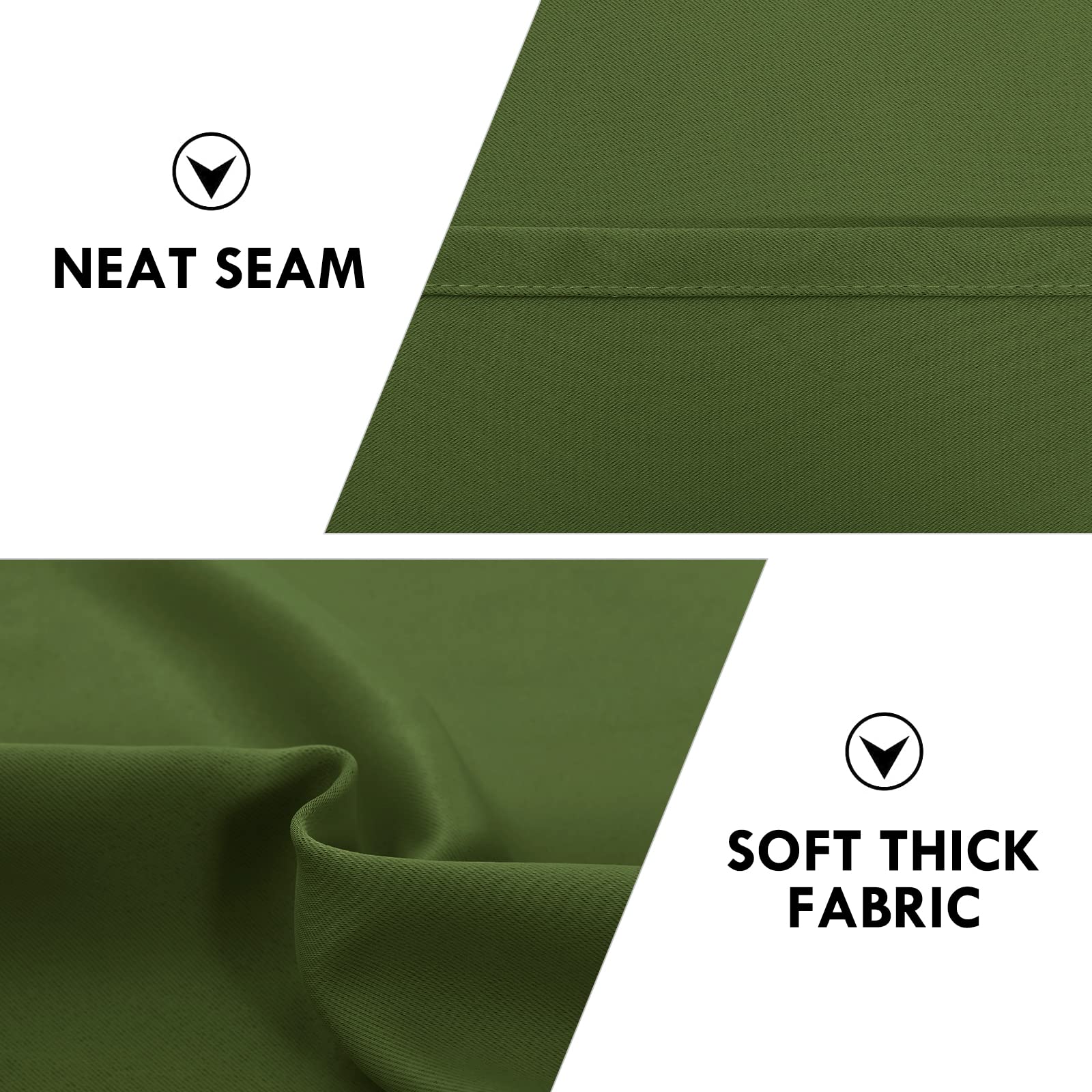 Blackout Curtains for Bedroom 52 x 54 Inch Long Olive Green 2 Panels (2 Count)