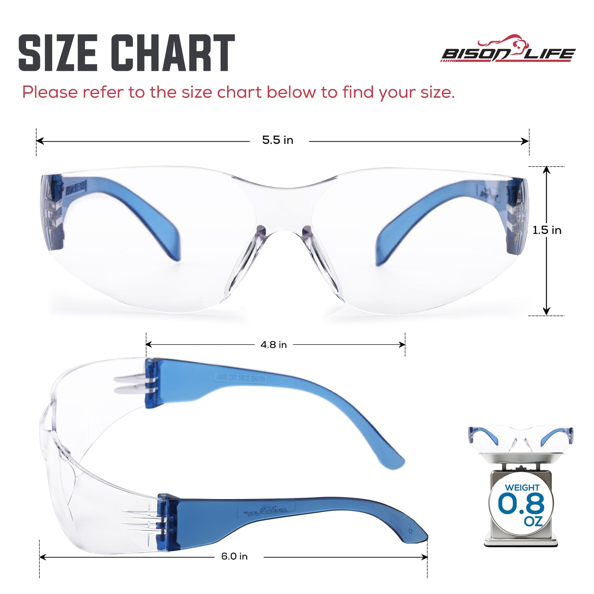 Clear Lens Blue Safety Glasses (12 Count)