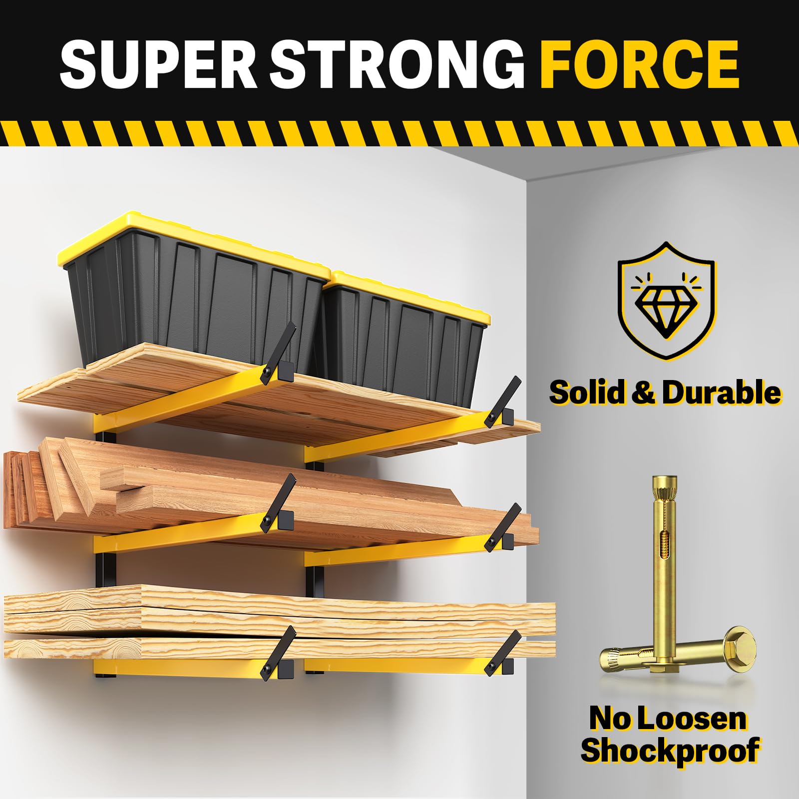 Lumber Storage Rack Folding Wood Storage Racks Wall (2 Count)
