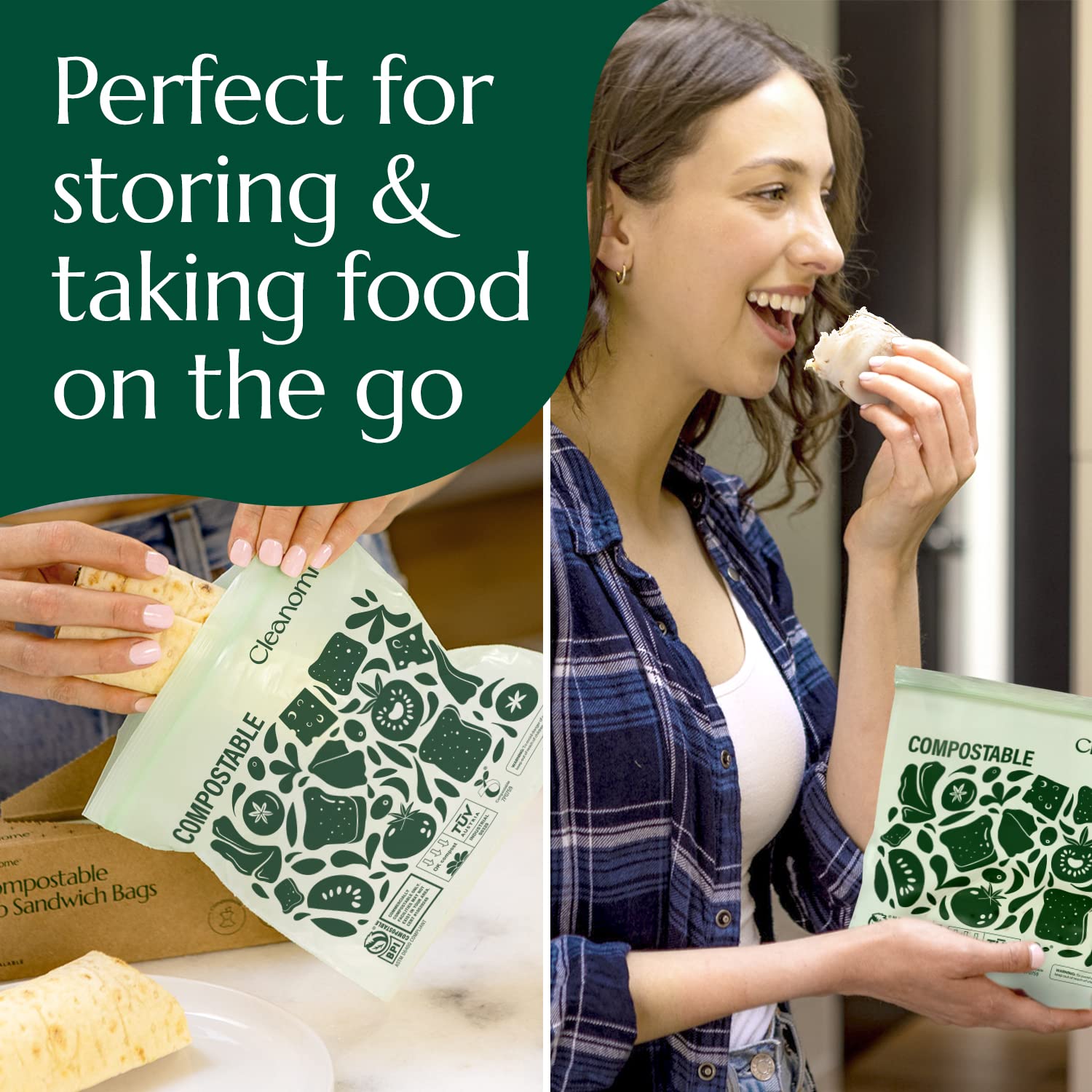 Compostable* Sandwich Size Food Storage Bags (25 Count)