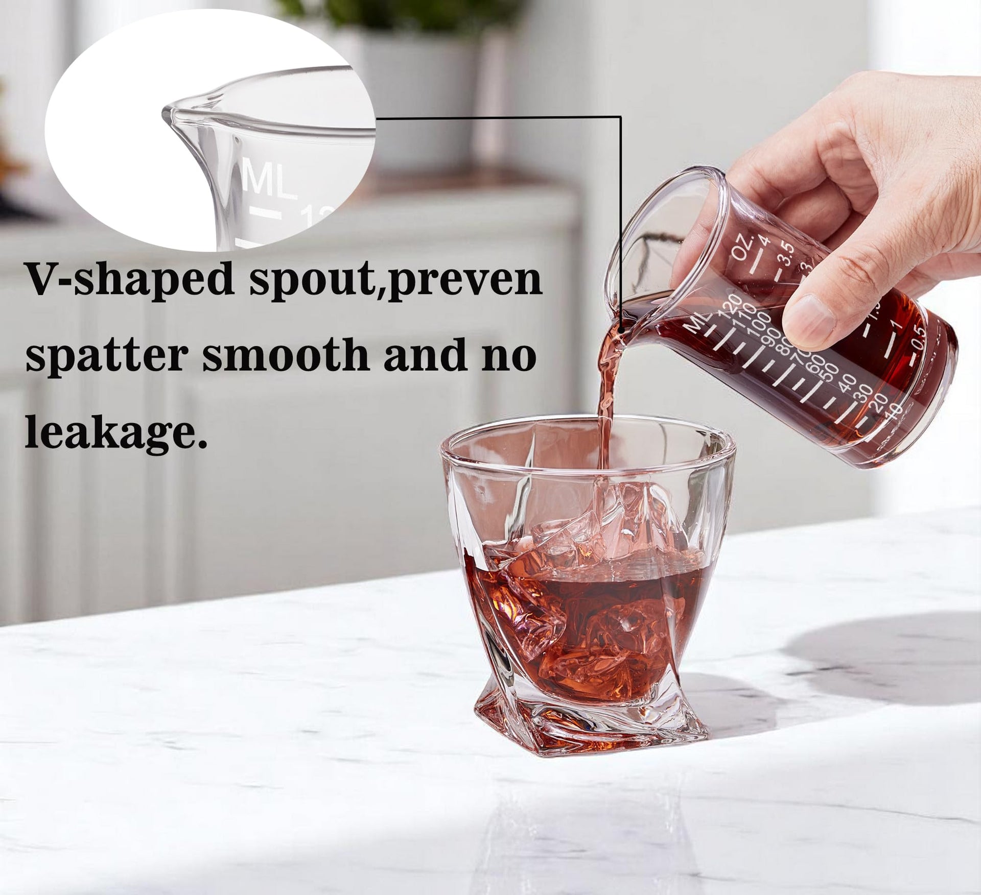 Ackers Shot Glass Etching Scale Measuring Cup 4 Ounce