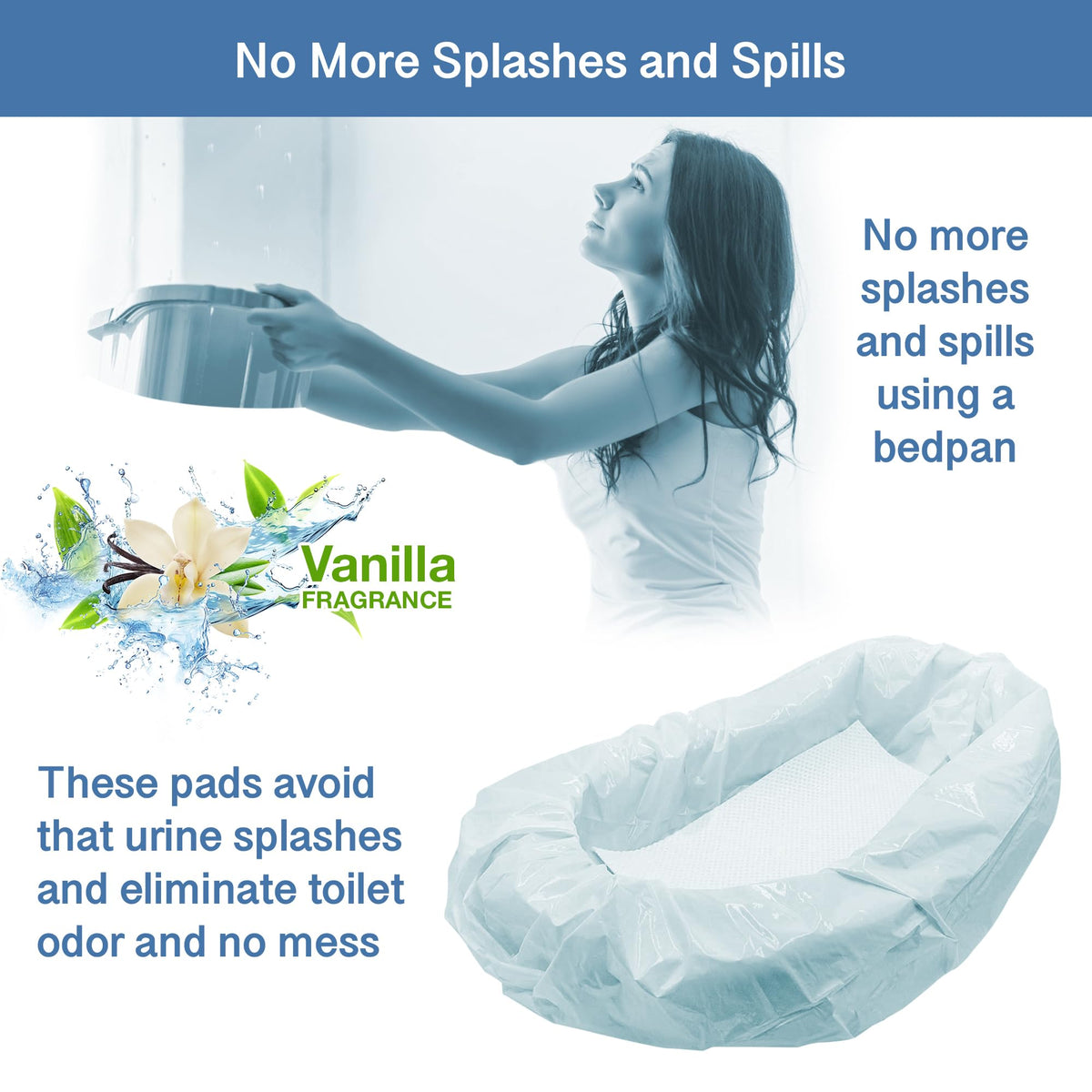 Vanilla Scented Commode Absorbent Pads for Commode Liners (100 Count)