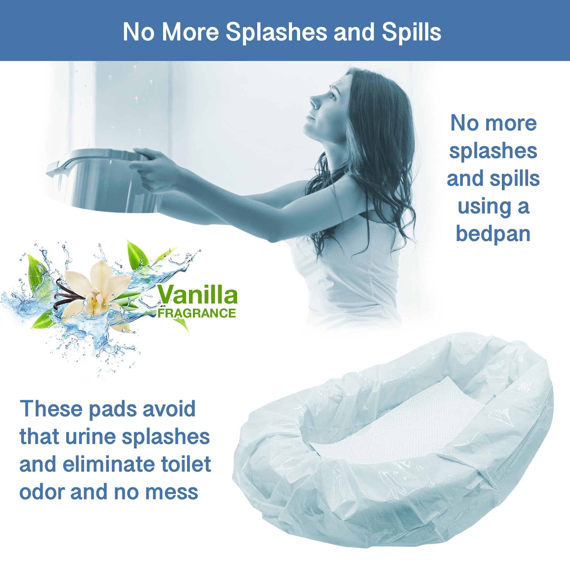Vanilla Scented Commode Absorbent Pads for Commode Liners (100 Count)