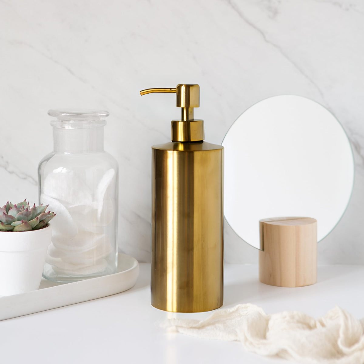 Brass Round Stainless Steel Soap Dispenser