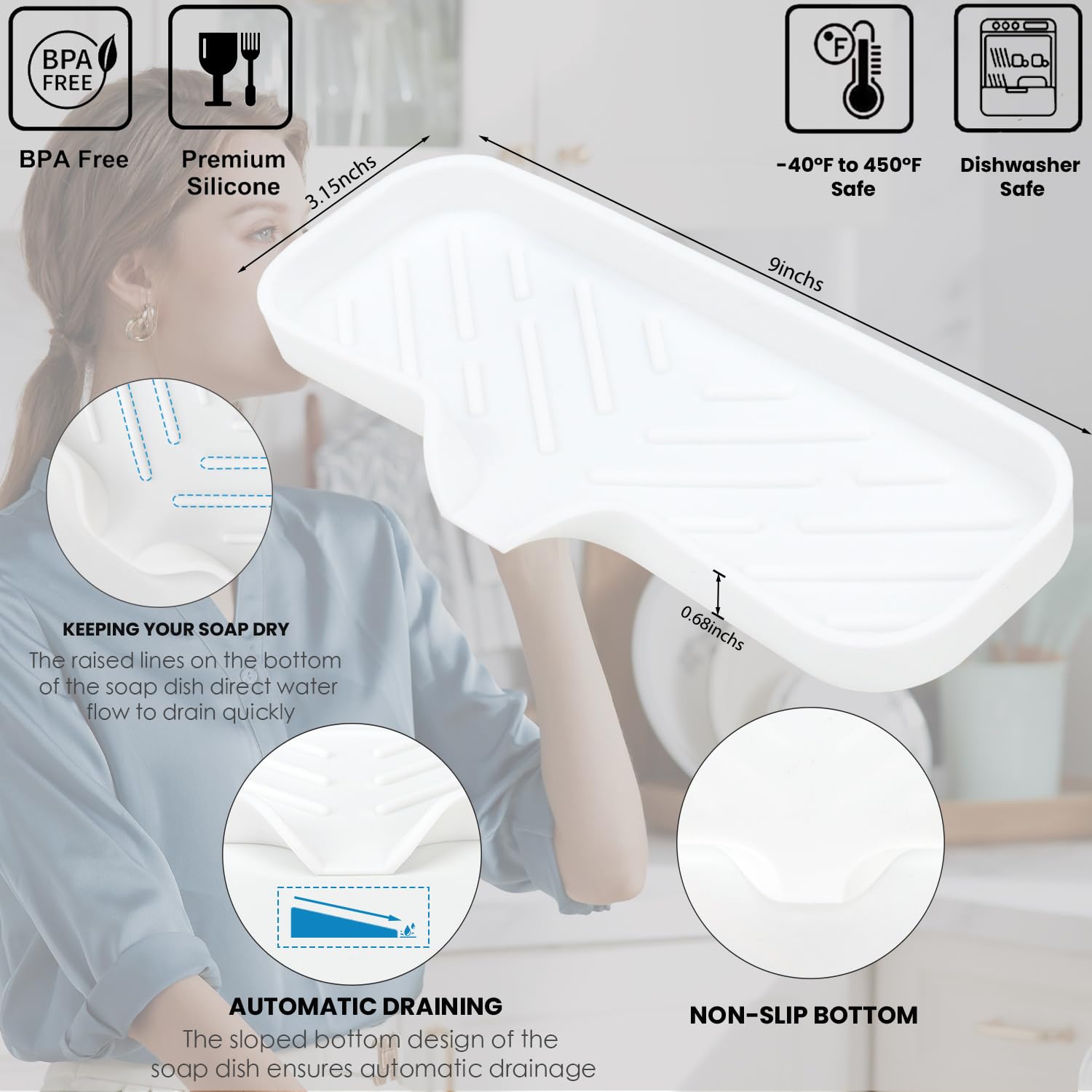 Silicone Bathroom Soap Dishes (3.52 Ounce)