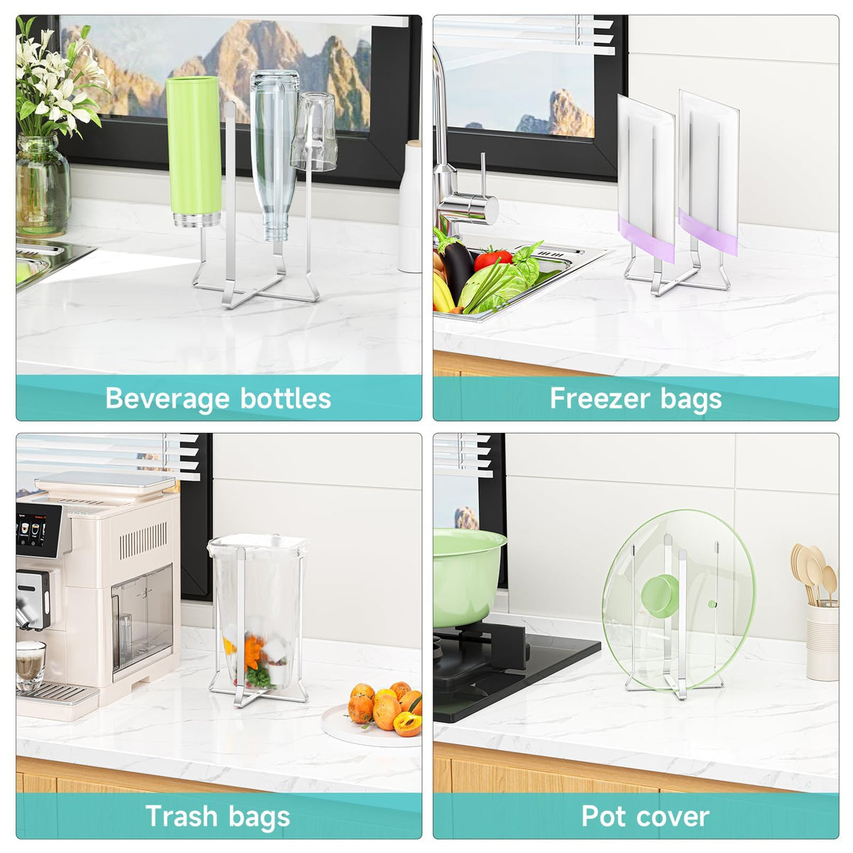 Bottle Drying Rack Reusable Drying Rack for Bottles Metal Foldable Water Bottle Dryer Holder Space Saving Cups Dryer Racks Kitchen Stand Holder for Plastic Bags
