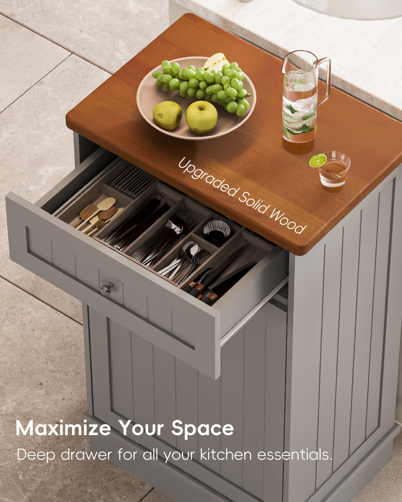 10 Gallon Tilt Out Trash Cabinet with Big Storage Drawer
