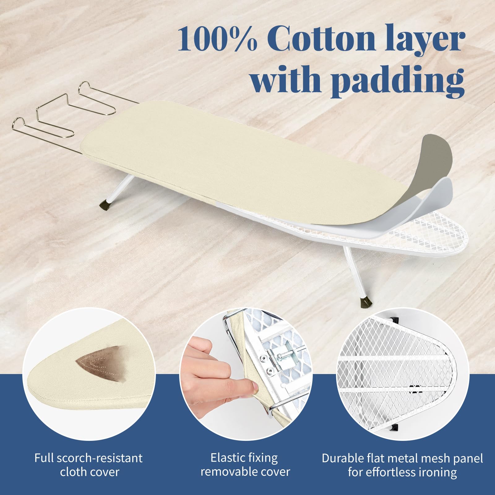 Mini Ironing Board with Iron Rest 32"x12" Ivory