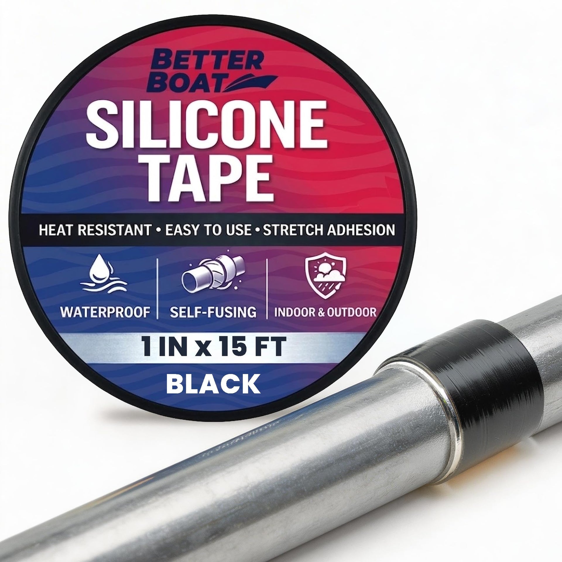 Self Fusing Silicone Tape Waterproof Black (15 Foot)