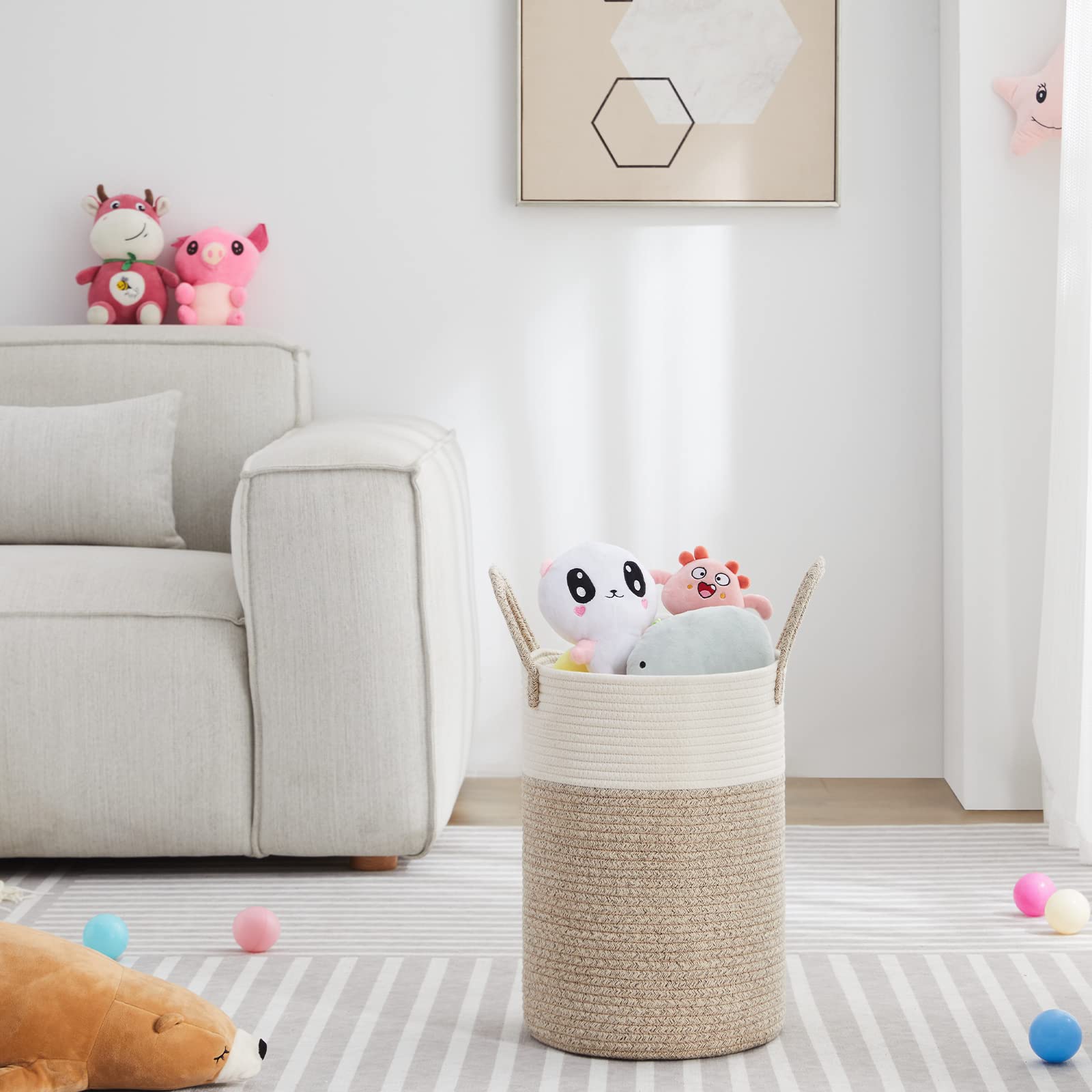 30L Small Woven Laundry Basket Hamper