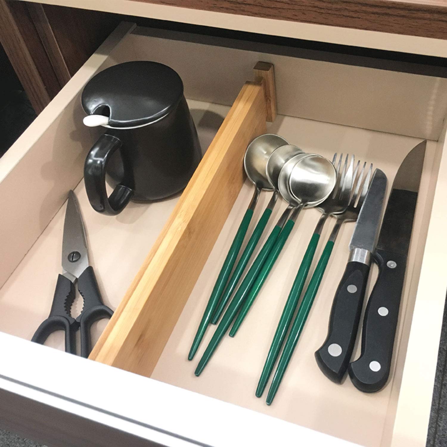 6 Pack Adjustable Bamboo Drawer Dividers (6 Count)