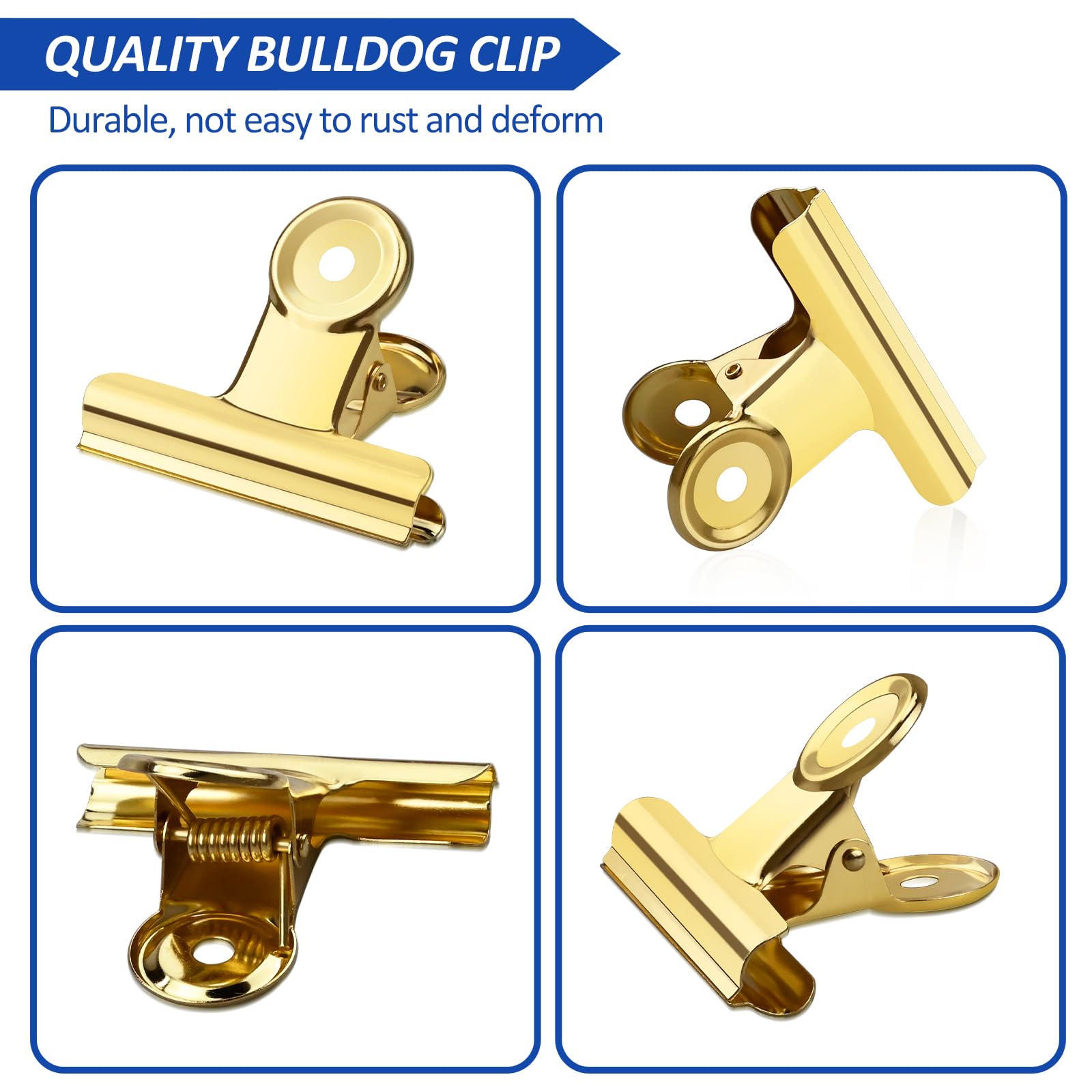 10 Pack Large Metal Hinge Clips 2.5 Inches Bull Hinge Paper Clips Gold Bulldog Clips for Crafts