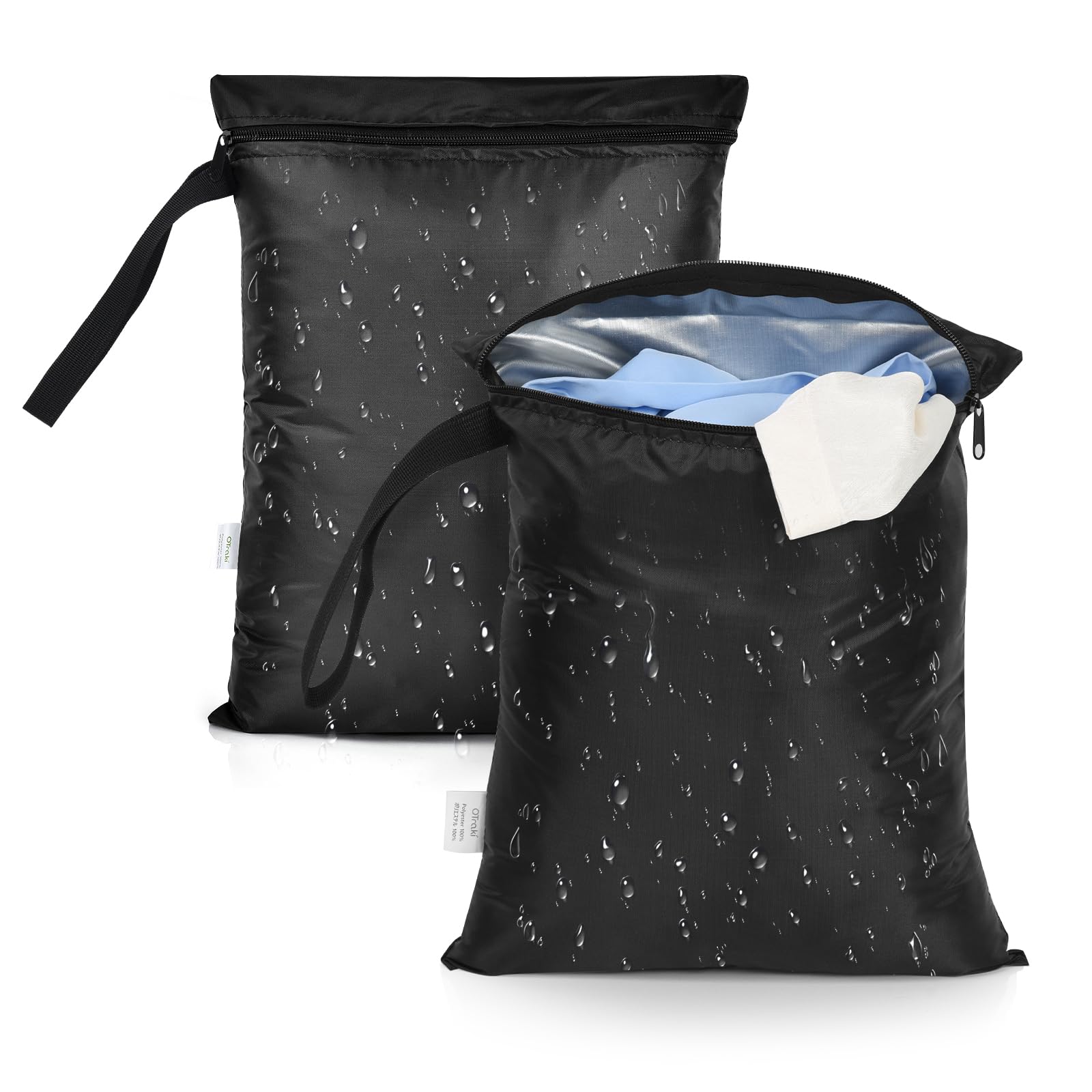 2PCS Small Wet Bag for Swimsuit 12x14 Inch Waterproof Wet Dry Bag (2 Count)