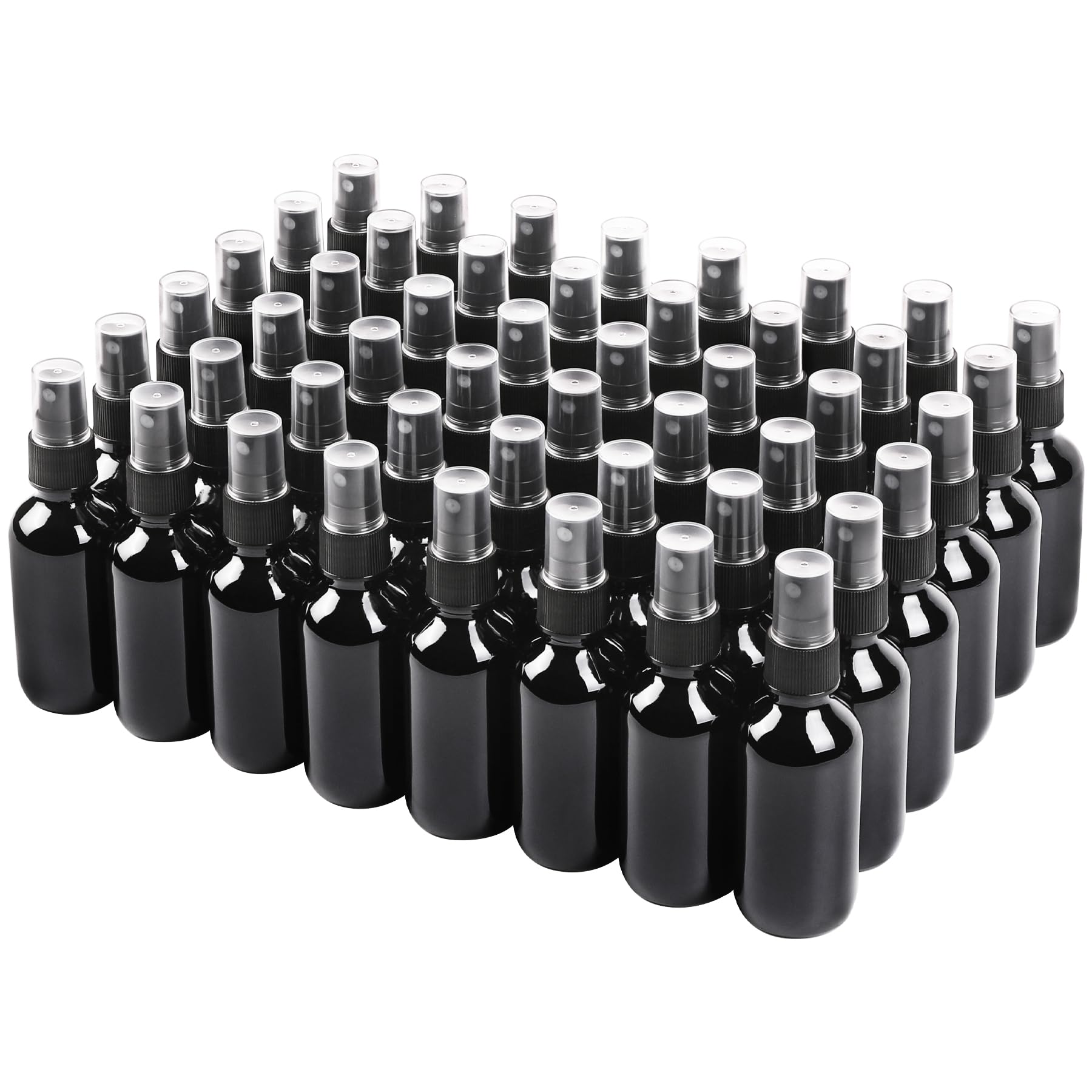 Black Glass Small Spray Bottle 2 oz 48 Packs (48 Count)
