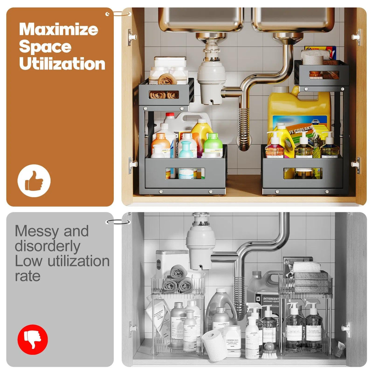 2 Pack Under Sink Organizers and Storage (2 Count)