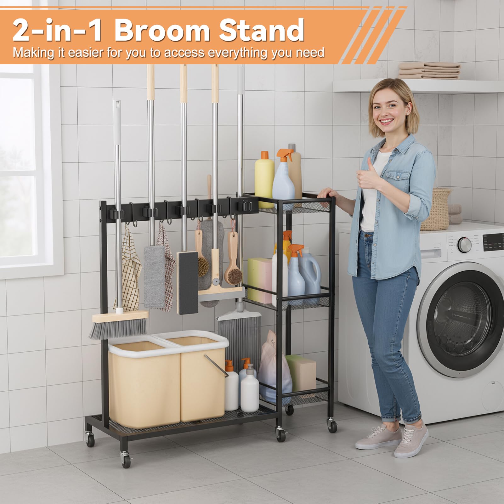 Broom Holder Cleaning Supplies Organizer
