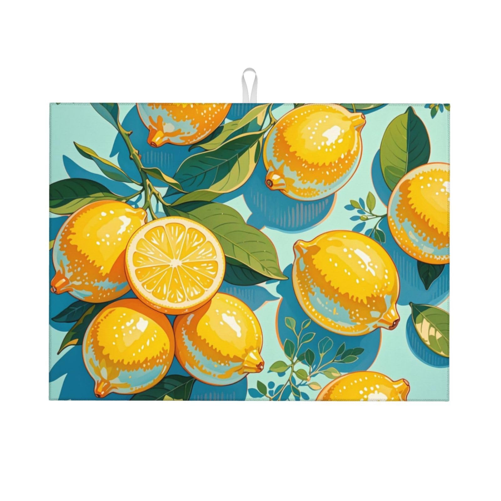 lemon Dish Drying Mat Highly Absorbent Double
