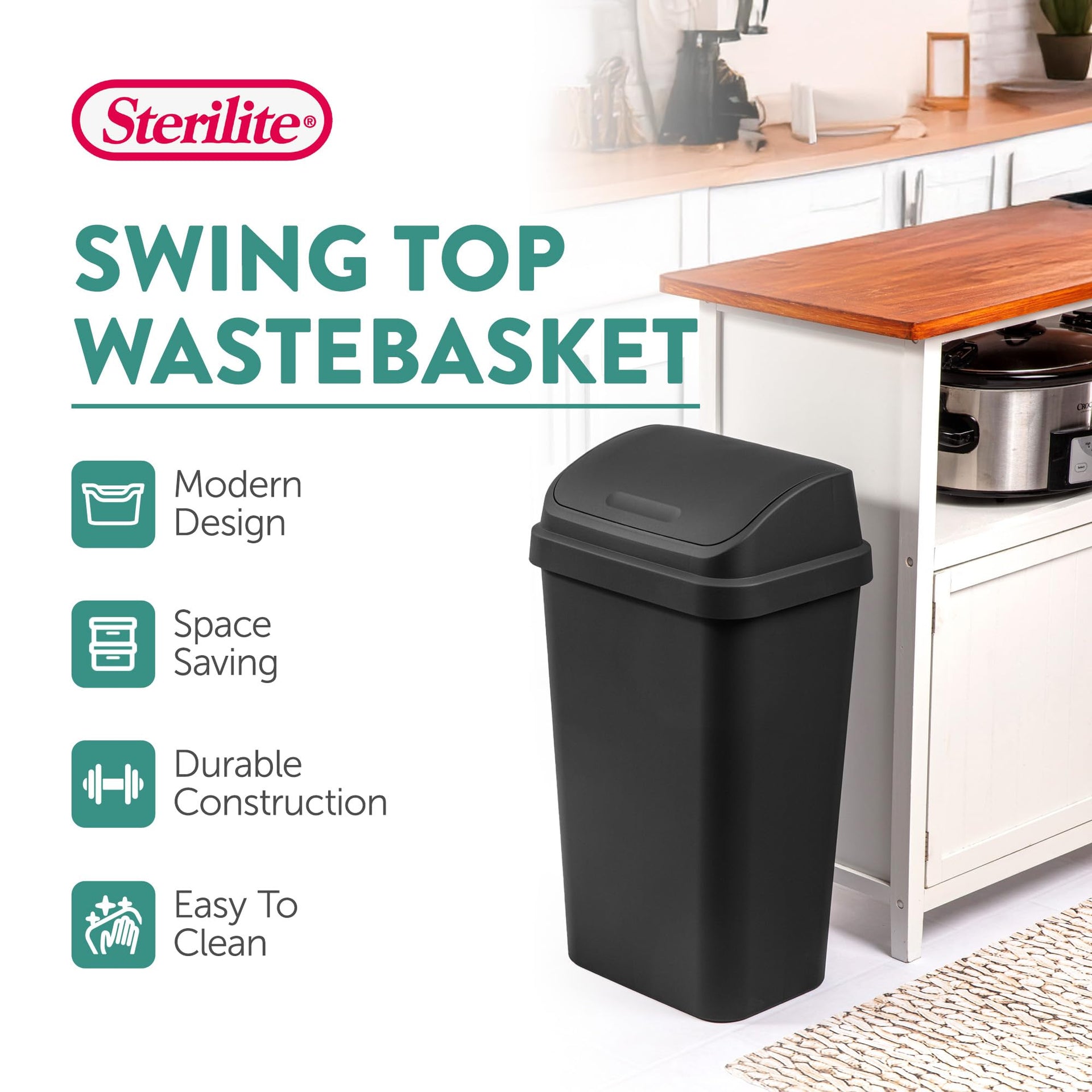Swing Top Wastebasket (4 Count)