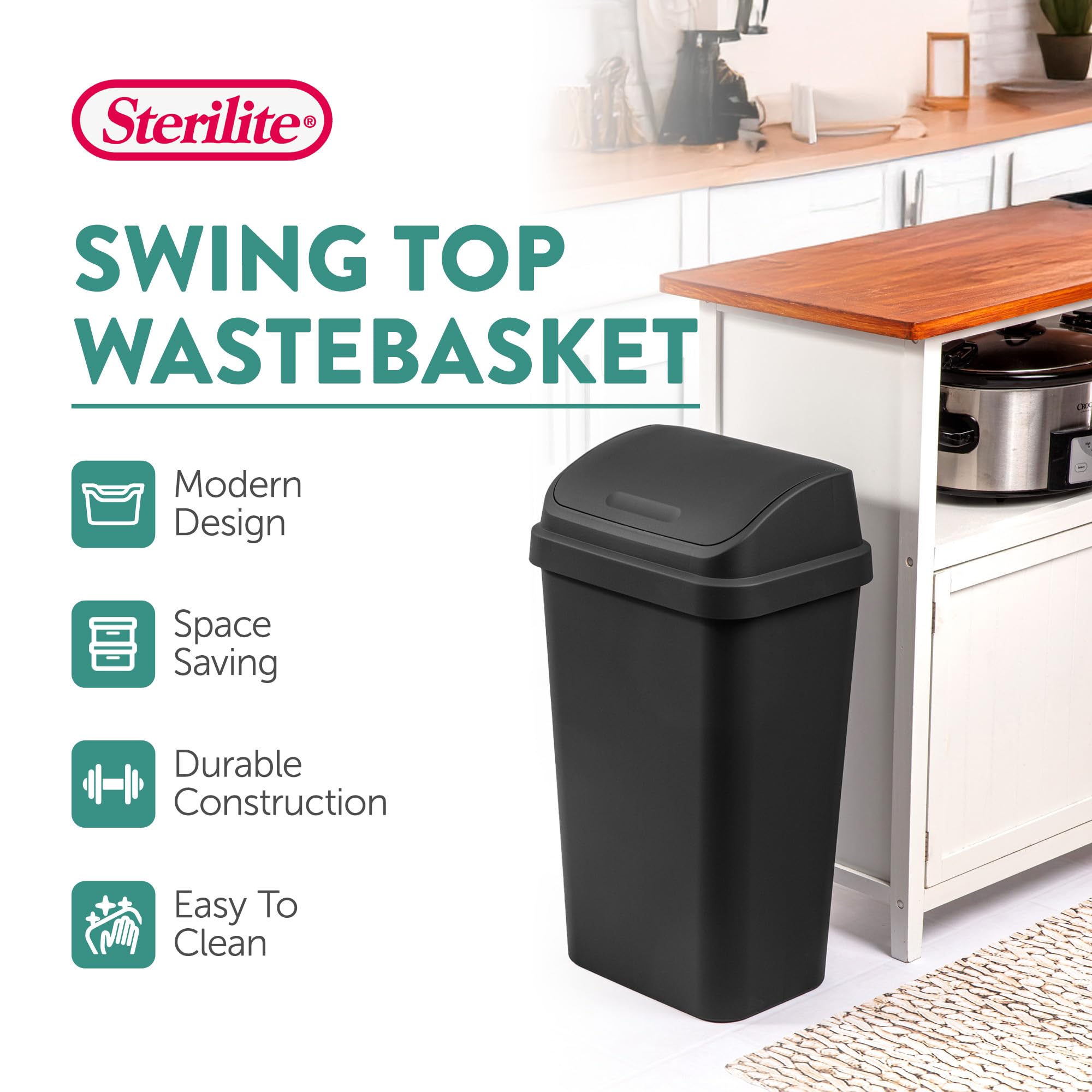 Swing Top Wastebasket (4 Count)