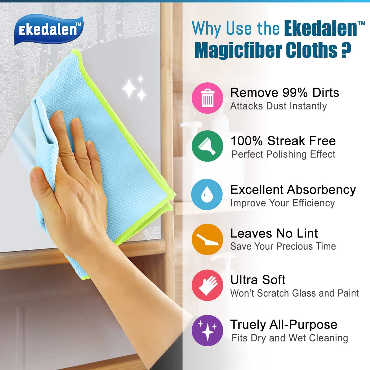 Microfiber Cleaning Cloth Lint Free Glass Polish (8 Count)