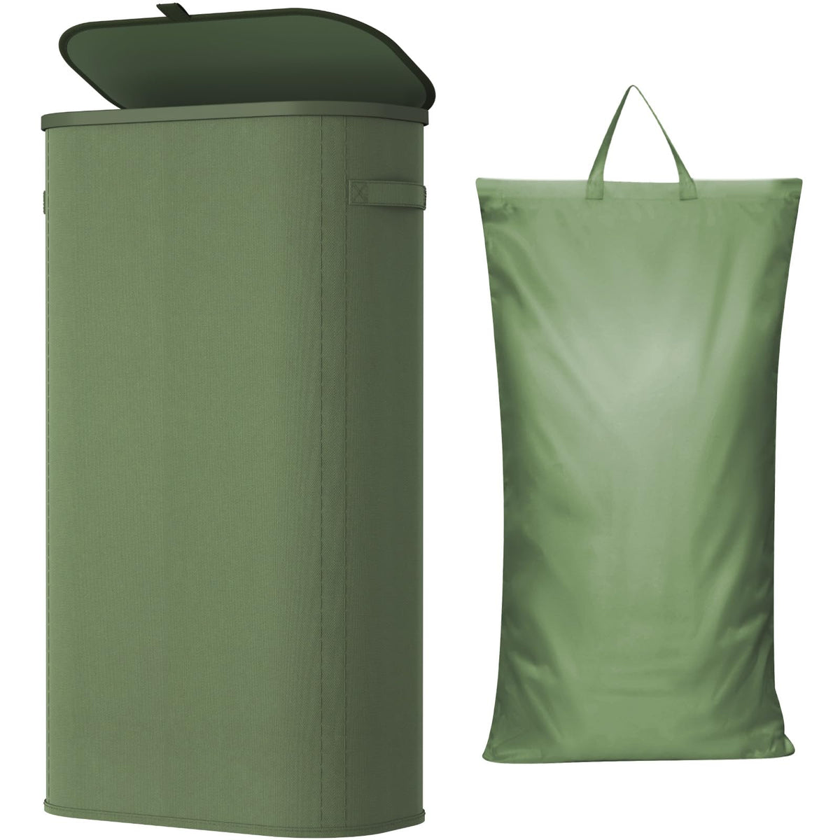 Slim Laundry Basket with Lid and Removable Bag