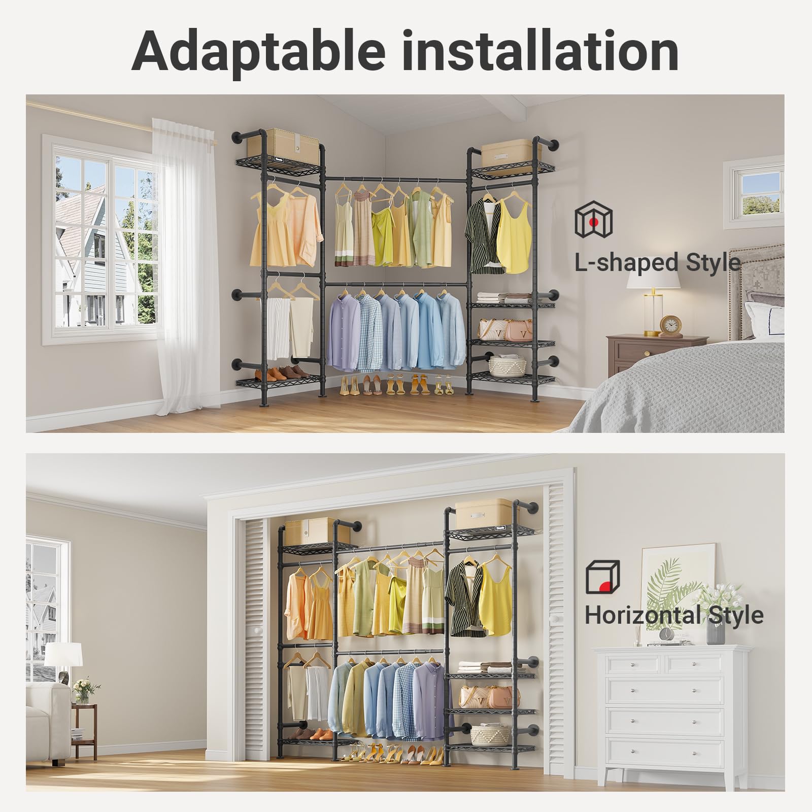 F3 Medium Wall Mounted Clothes rack Expandable Closet