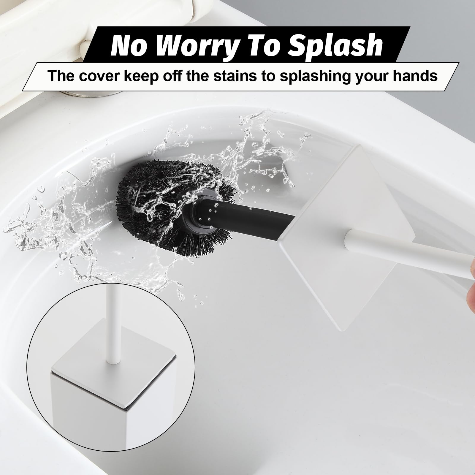 Toilet Brush with Holder Set White Aluminium Standing for Bathroom Toilet Bowl Cleaner Brush and Holder Set