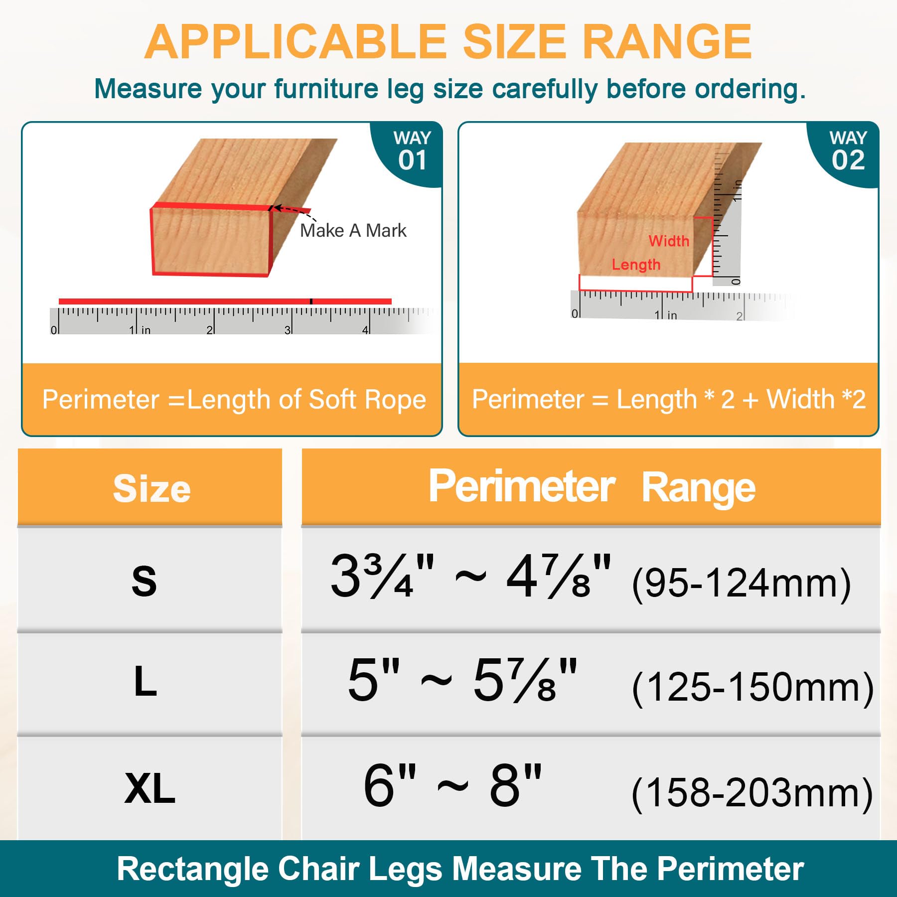 32 Pcs Chair Leg Floor Protectors for Hardwood Floors Rectangular (32 Count)