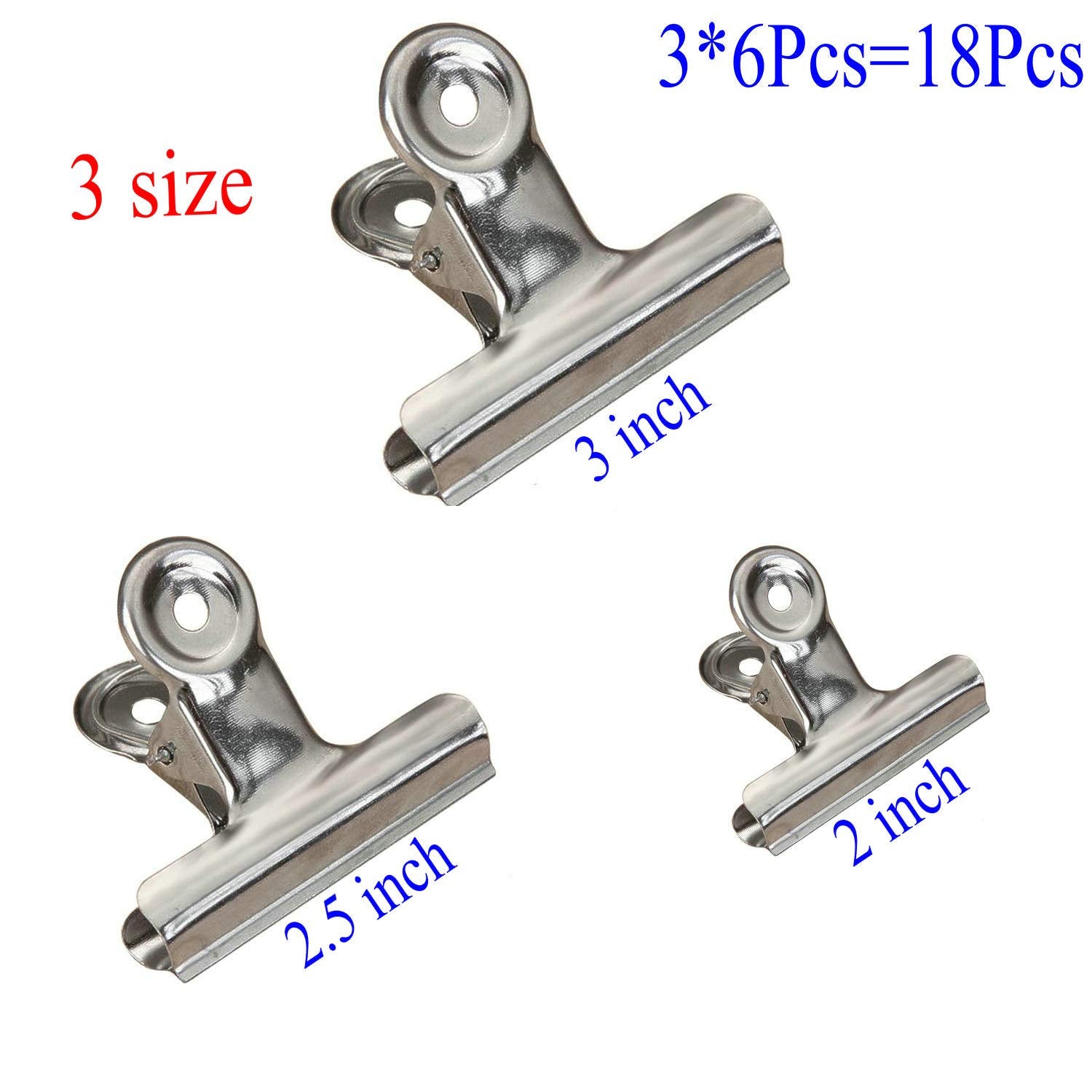 18 Pack Stainless Steel Chip Bag Clips Heavy Duty Food Bags Clamp Clips for Kitchen Office School (18 Count)