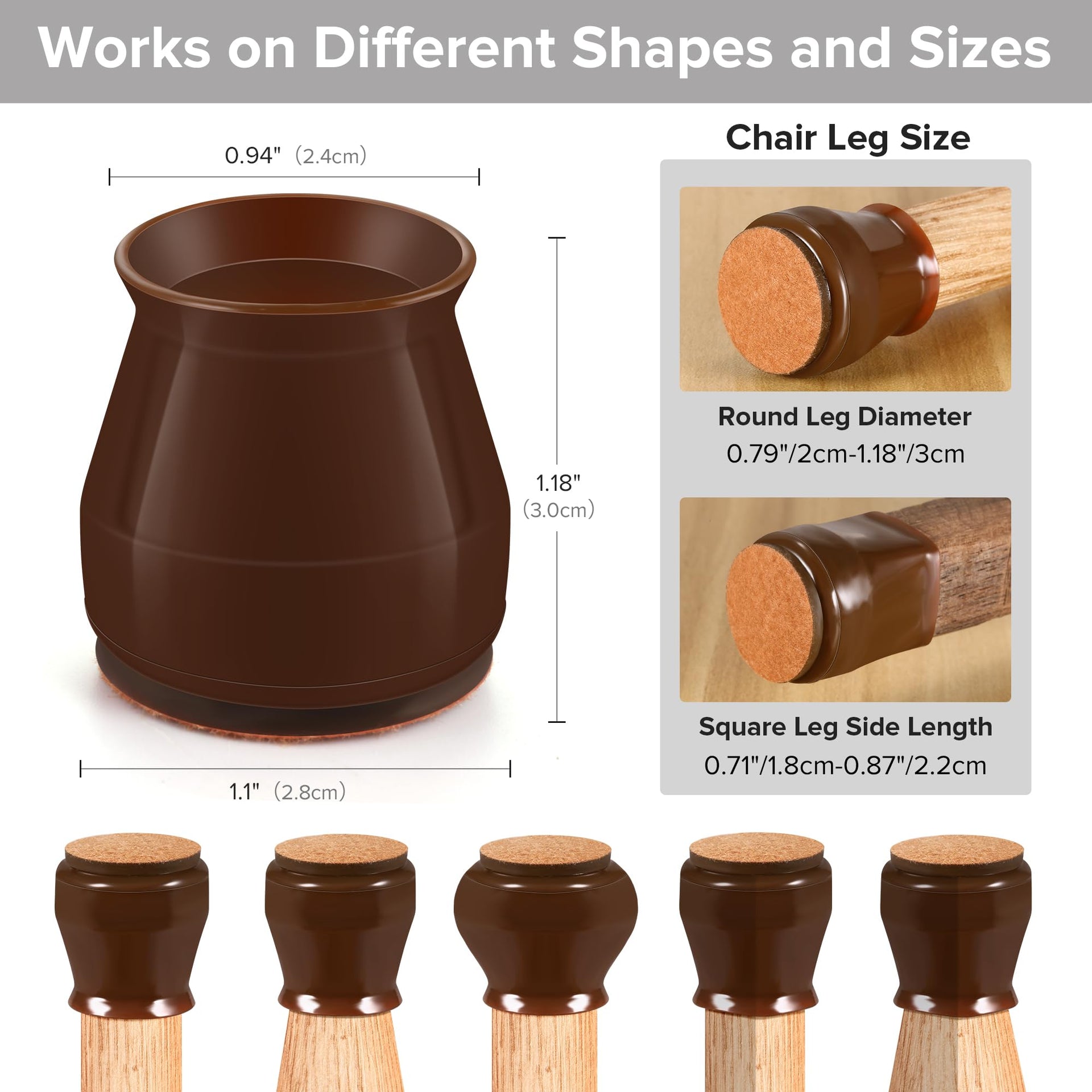 24PCS Upgraded Silicone Chair Leg Floor Protectors for Hardwood Floors (24 Count)