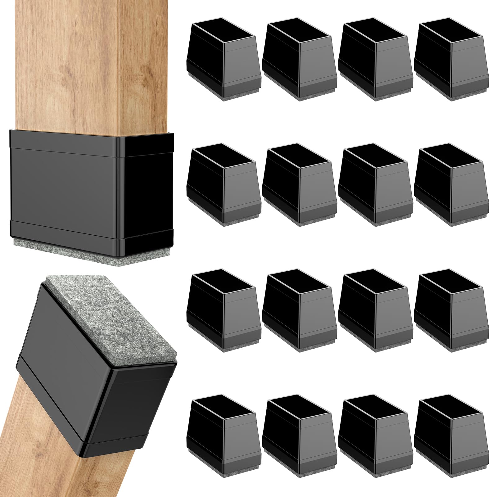 Rectangle Chair Leg Protectors for Hardwood Floors (16 Count)