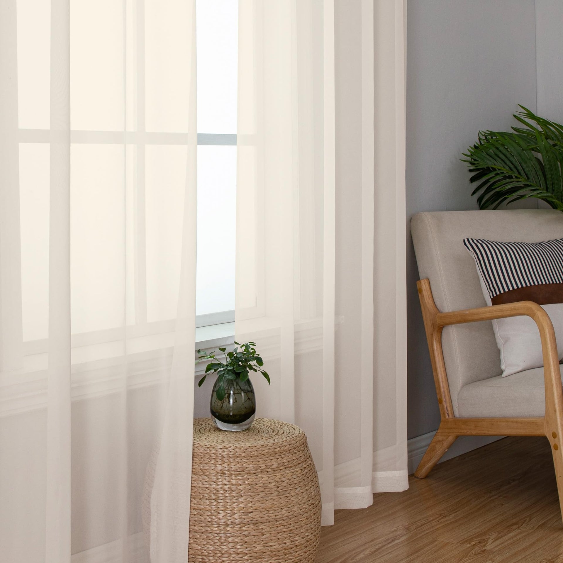 Cream Sheer Curtains 84 Inches Long 2 Panels (2 Count)